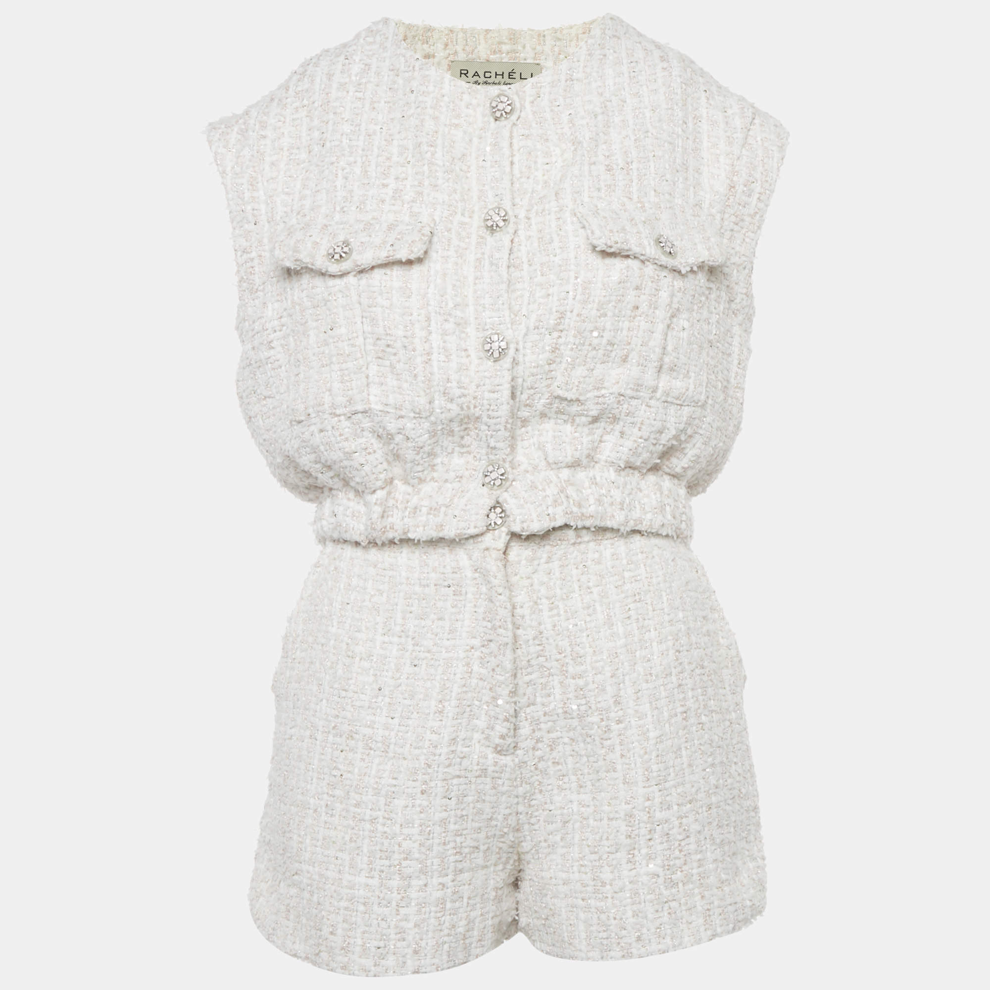 Pre Owned Racheli Pink Tweed Jacket and Shorts Set S/M