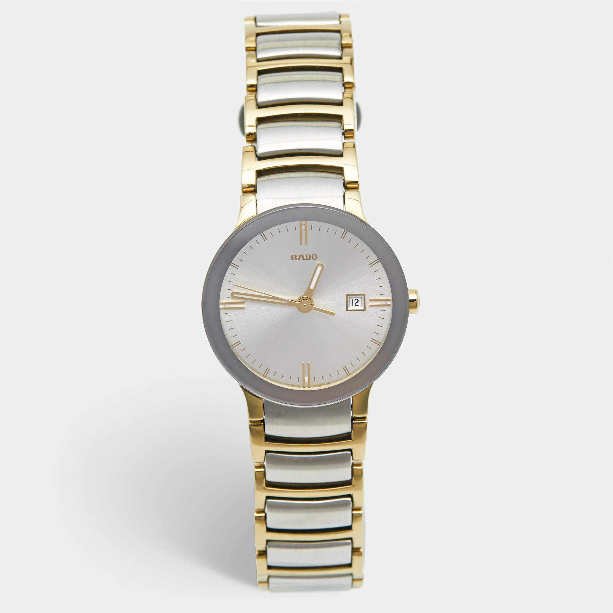 Rado Silver Two-Tone Stainless Steel Centrix R30932103 Women's Wristwatch 28 mm