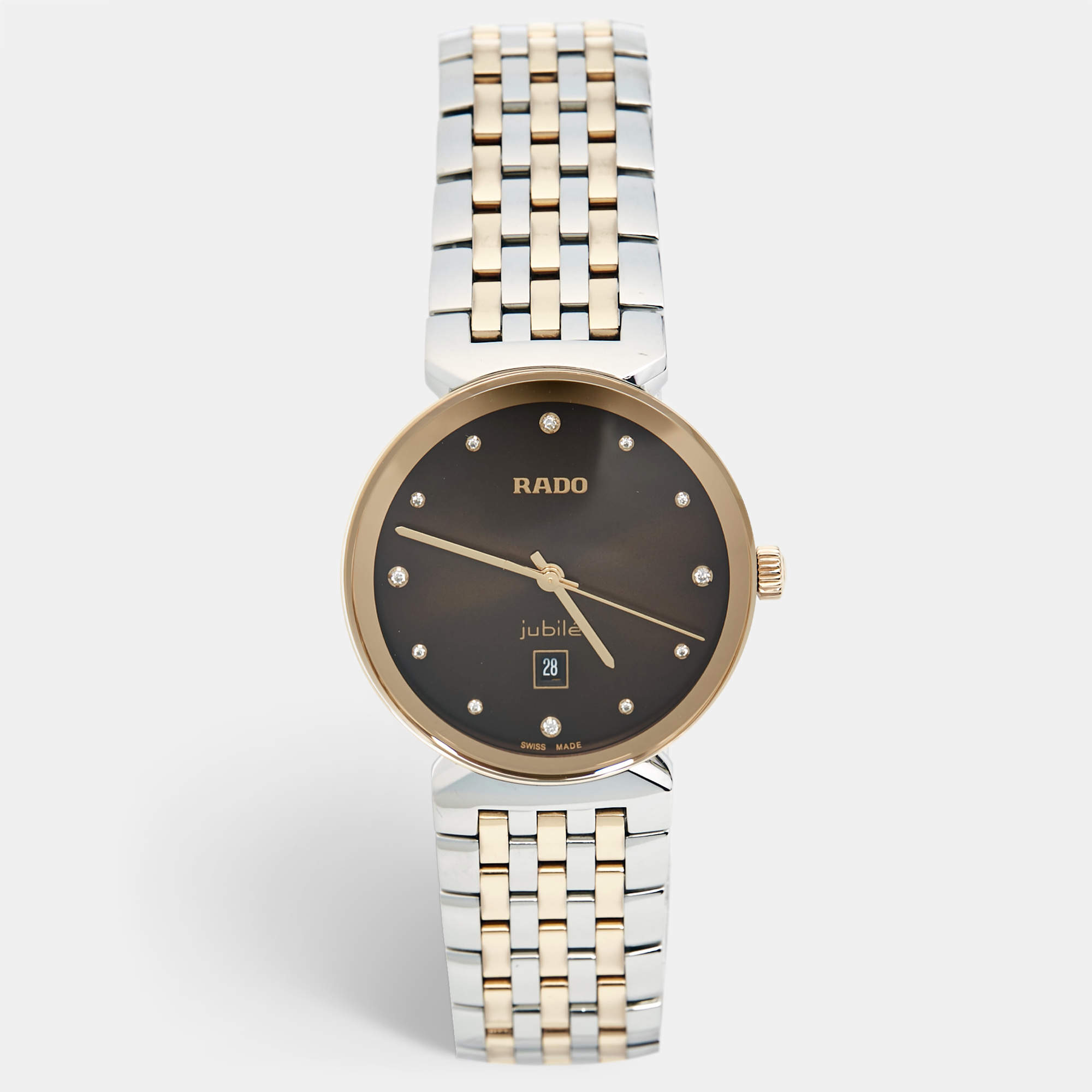 Pre Owned Rado Brown Diamond Two-Tone Stainless Steel Florence R48913763 Women's Wristwatch 30 mm