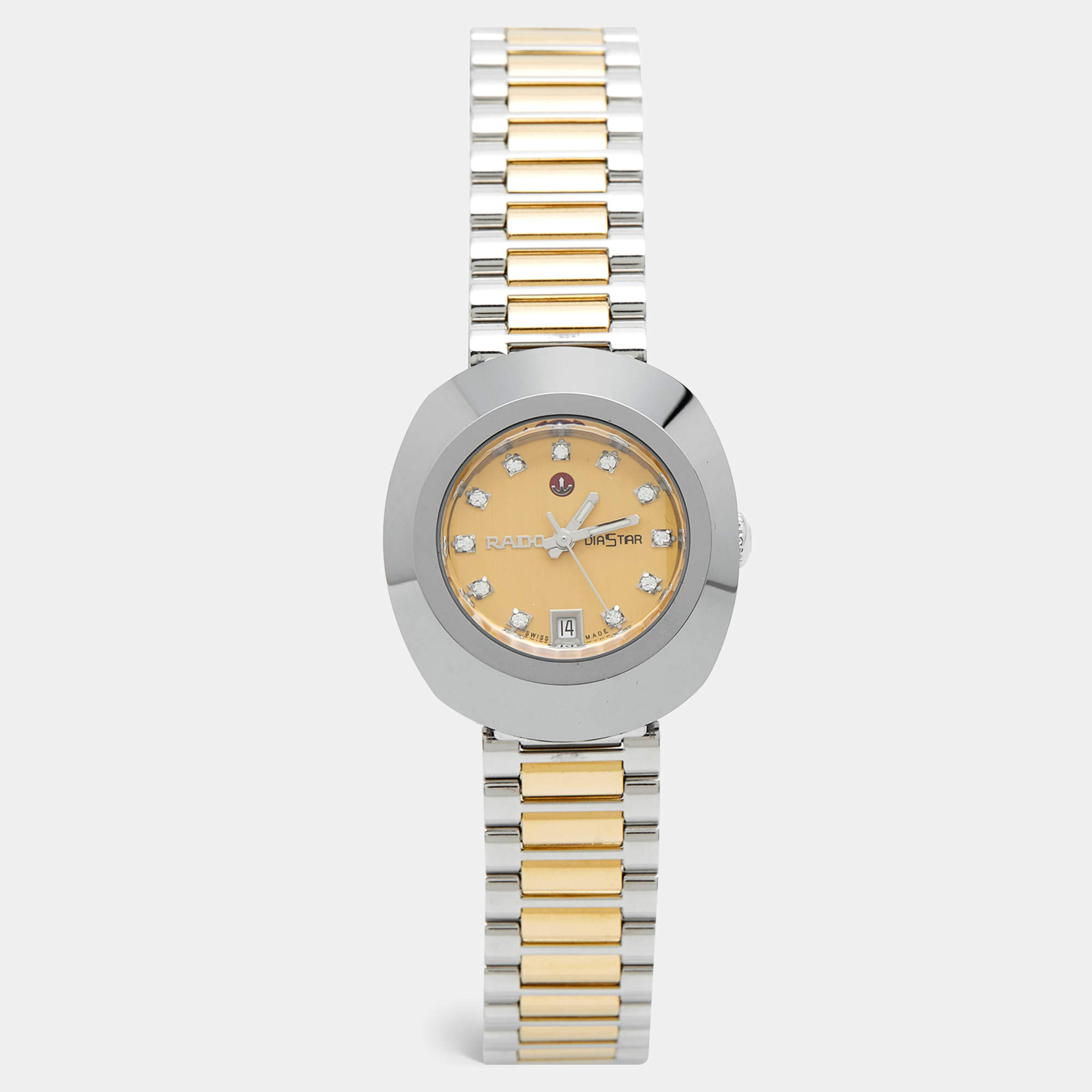 مملوكة مسبقًا Rado Champagne Tungsten Carbide Two-tone Stainless Steel Diamond DiaStar R12403633 Women's Wristwatch 27.30 mm