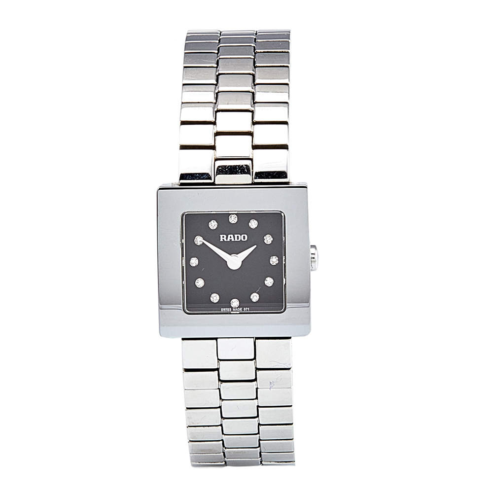Pre Owned Rado Black Stainless Steel DiaStar 322.0682.3.071  Women's Wristwatch 20 mm