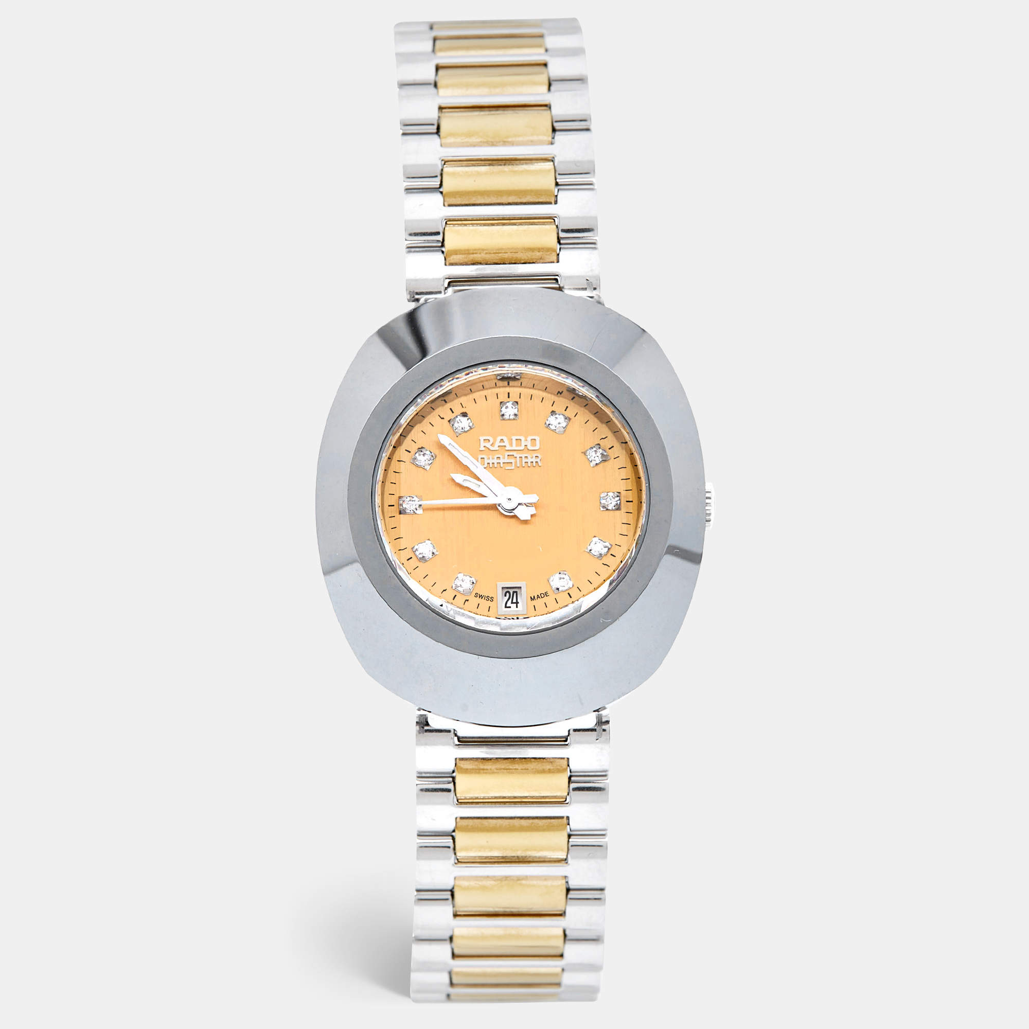 Rado Champagne Tungsten Carbide Two-Tone Stainless Steel DiaStar R12307304 Women's Wristwatch 27.30 mm