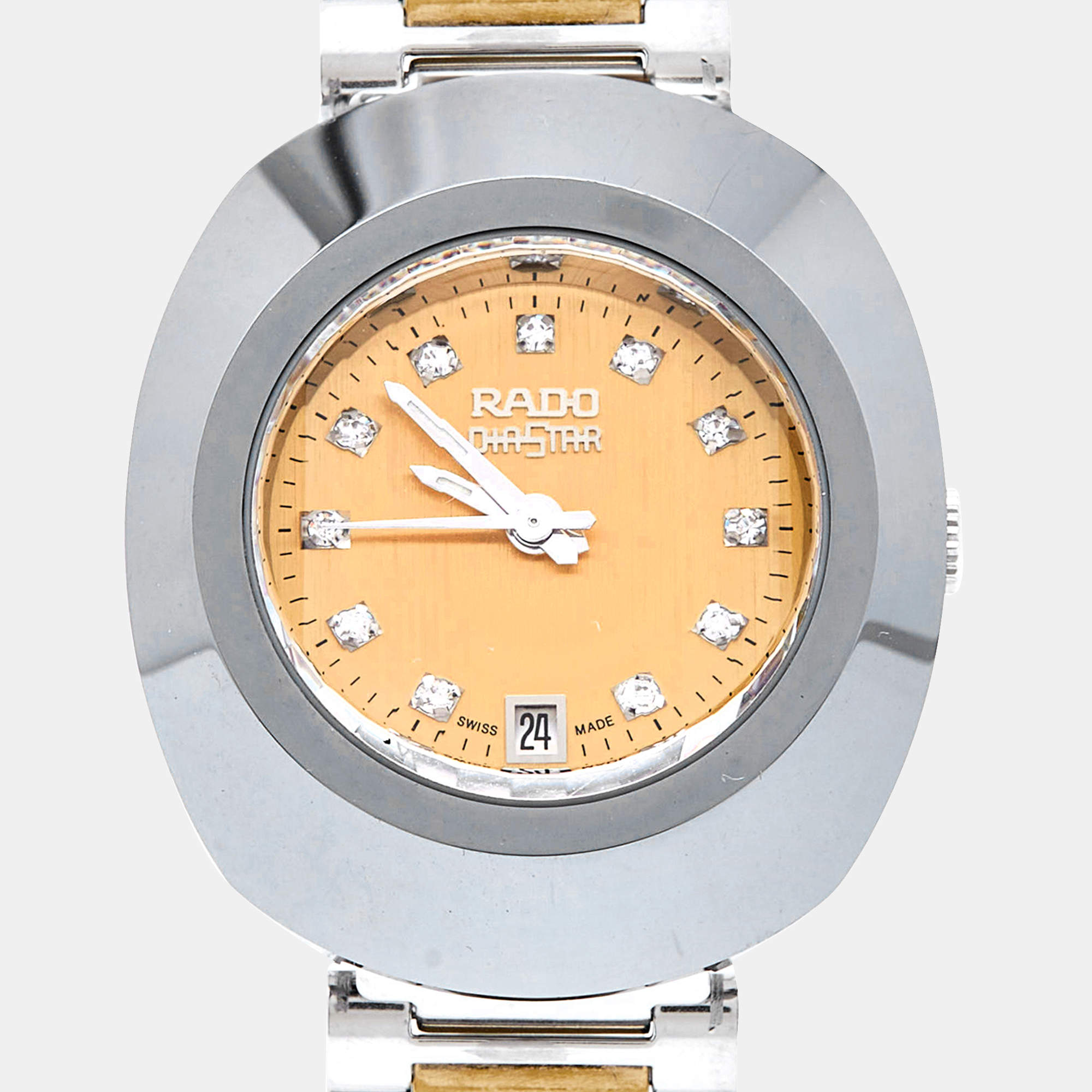 Rado Champagne Tungsten Carbide Two Tone Stainless Steel DiaStar R12307304 Women s Wristwatch 27.30 mm Rado TLC