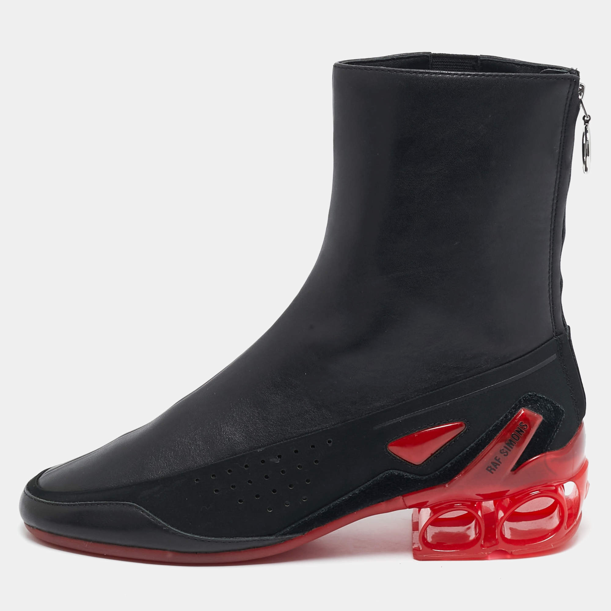 Raf Simons Black Leather Cycloid Ankle Boots Size 41