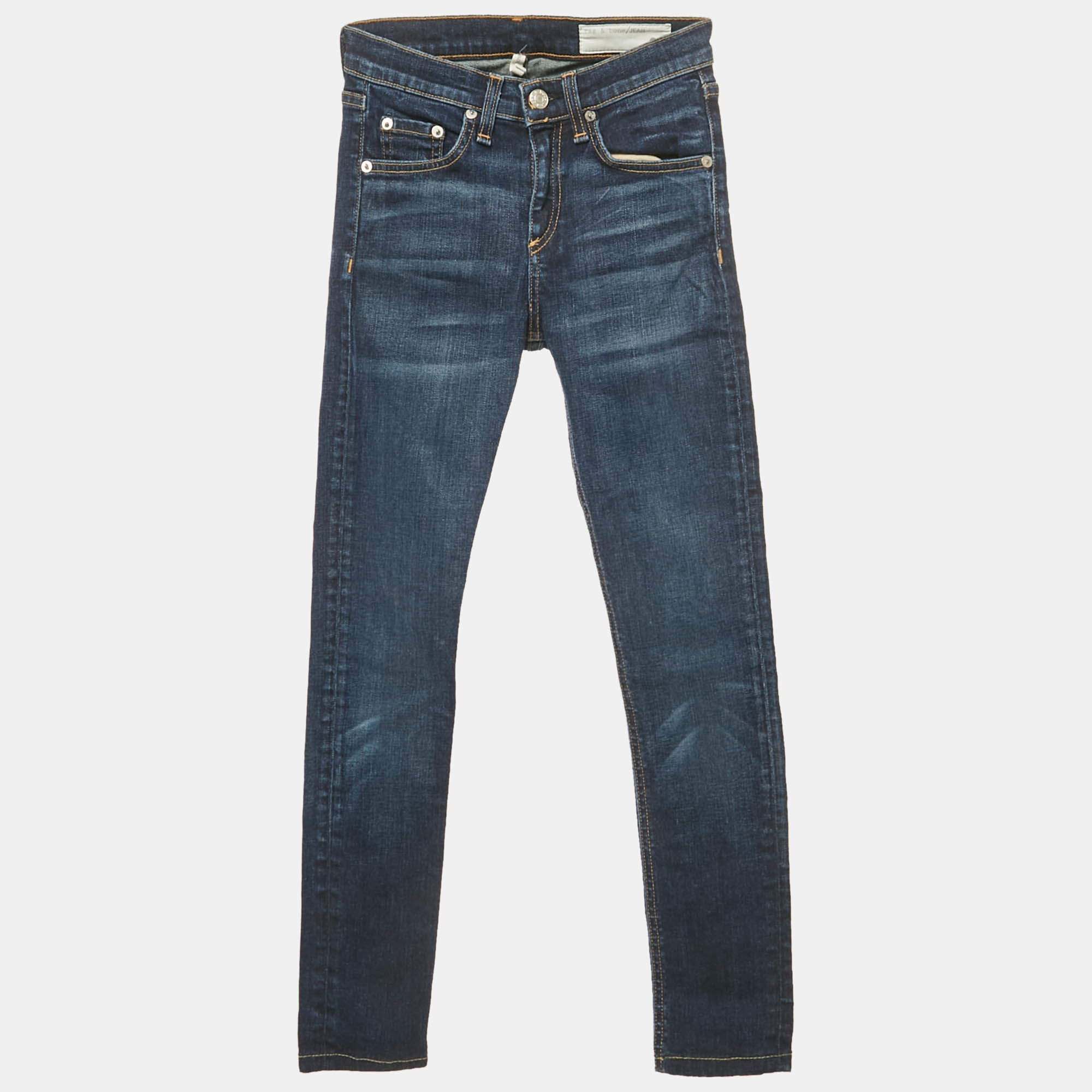 Pre Owned Rag & Bone Blue Denim High Rise Skinny jeans S Waist 24"