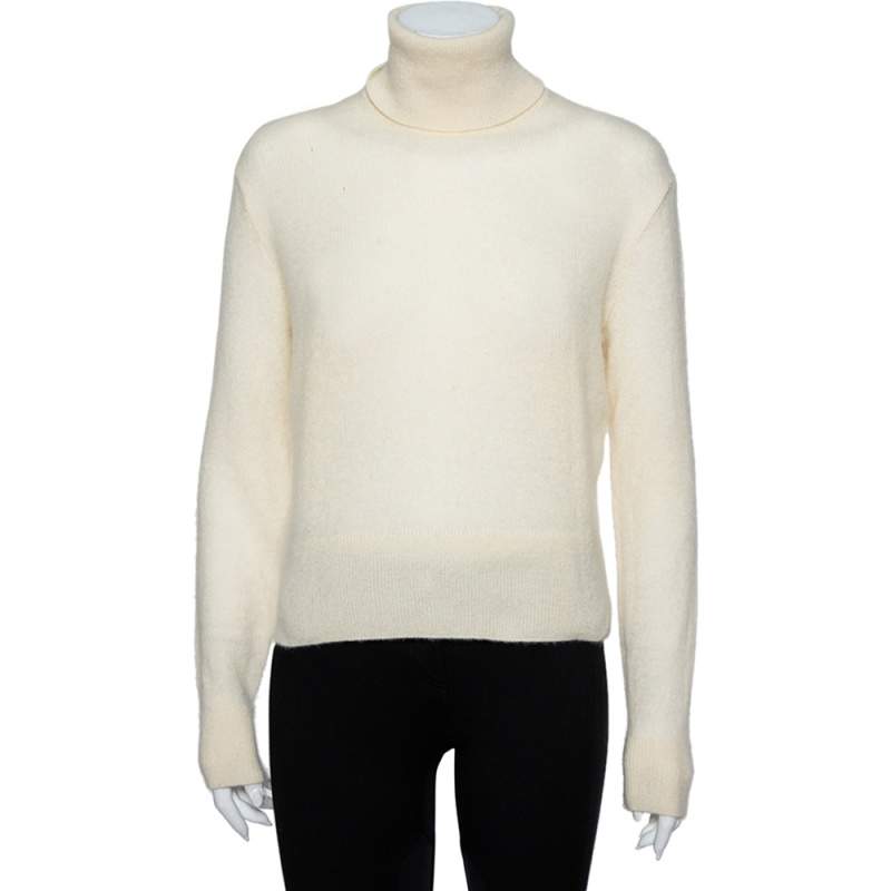 Pre Owned Ralph Lauren Collection Cream Cashmere Turtleneck Sweater L