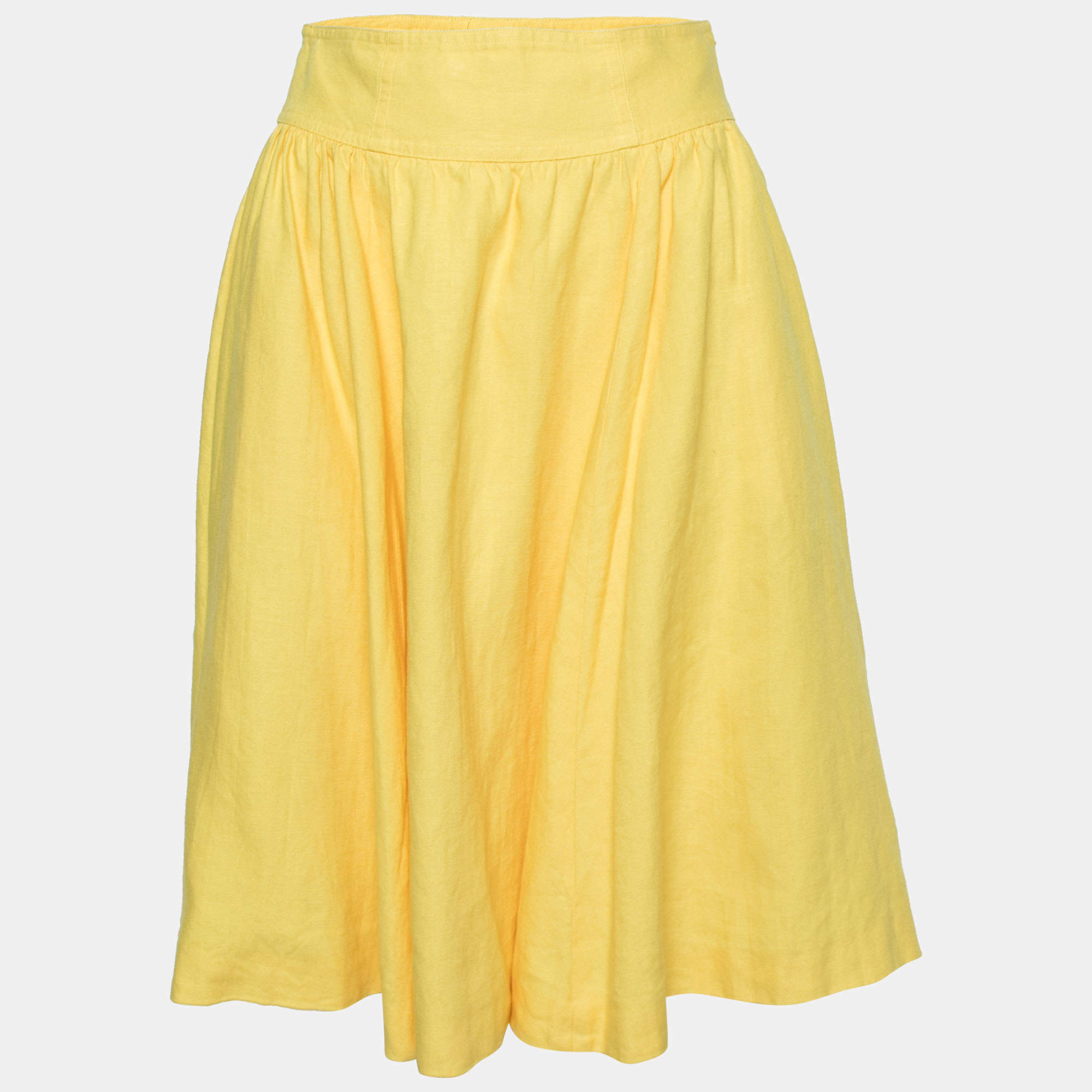 Ralph Lauren Collection Yellow Linen Flared Skirt S