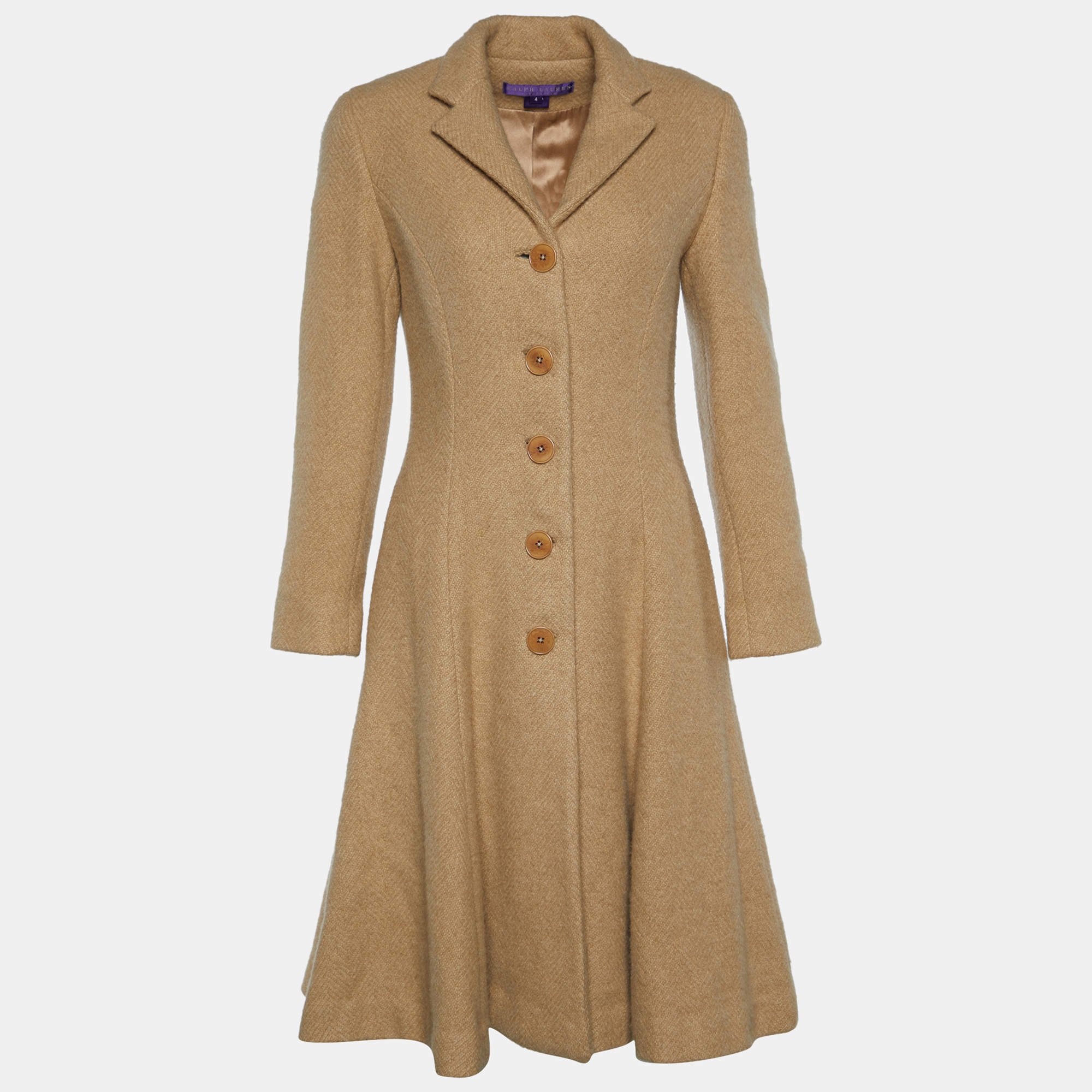 Pre Owned Ralph Lauren Collection Tan Brown Cashmere Button Front Coat S