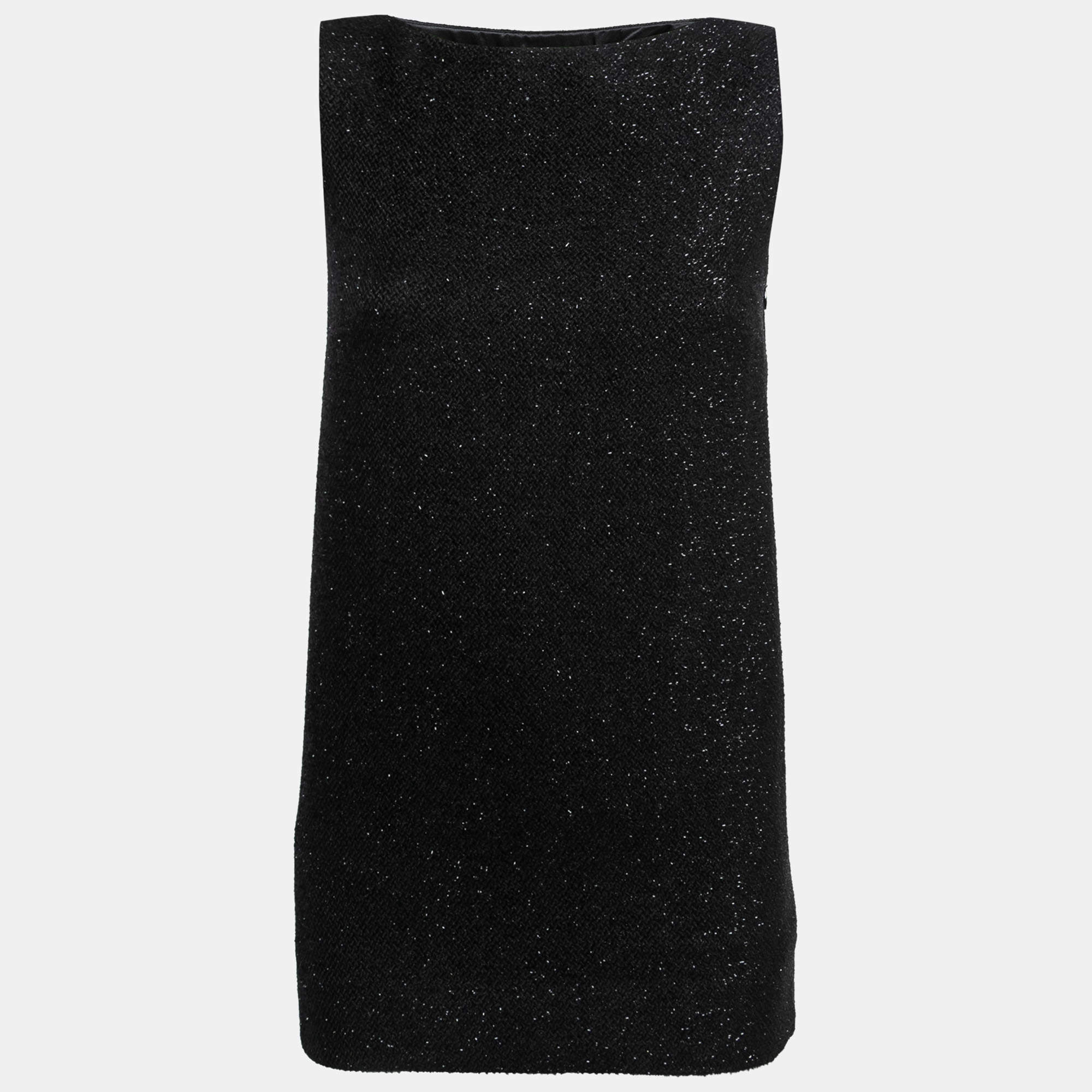 Pre Owned Ralph Lauren Collection Black Wool Sleeveless Mini Dress M