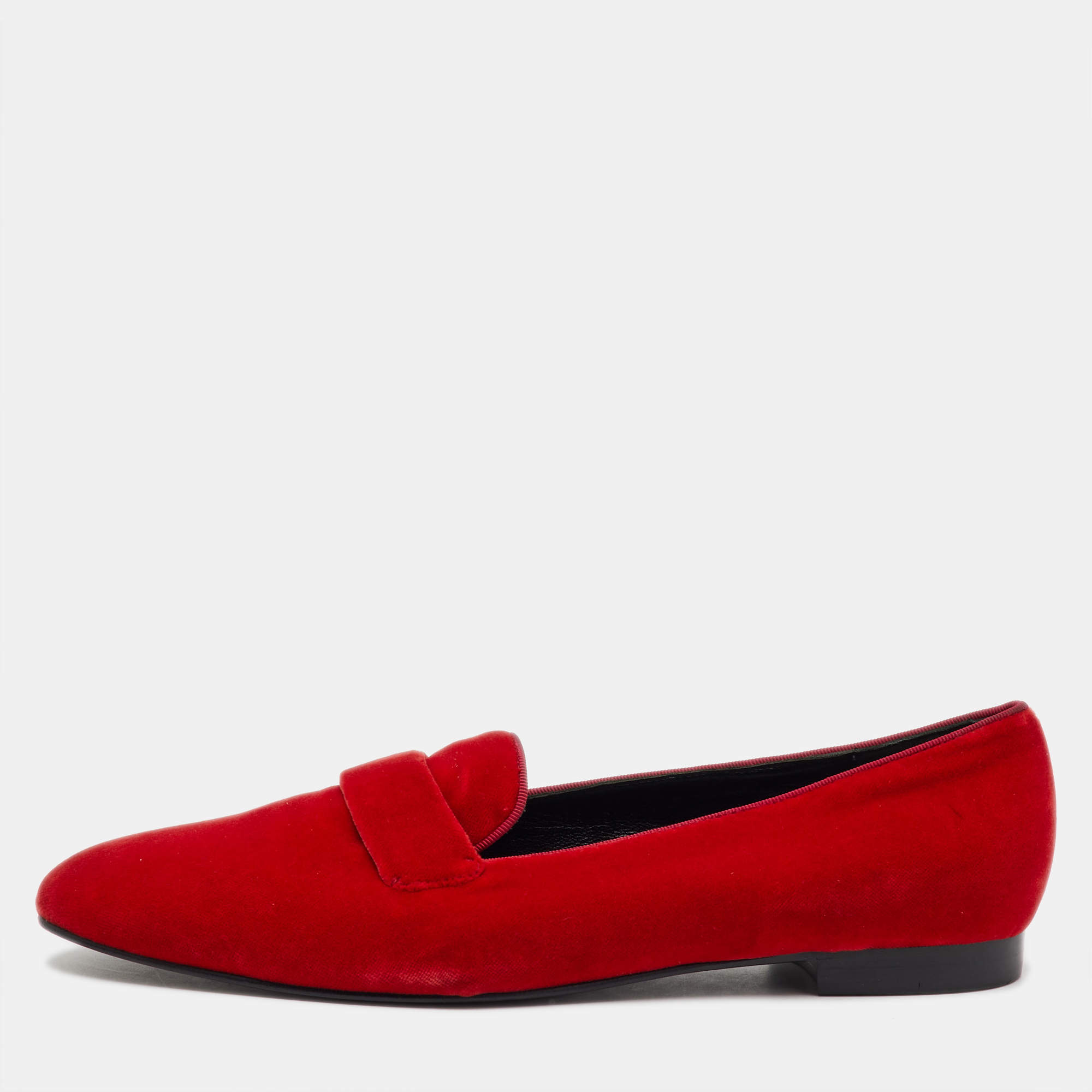 Ralph Lauren Collection Red Velvet Smoking Slippers Size 39.5