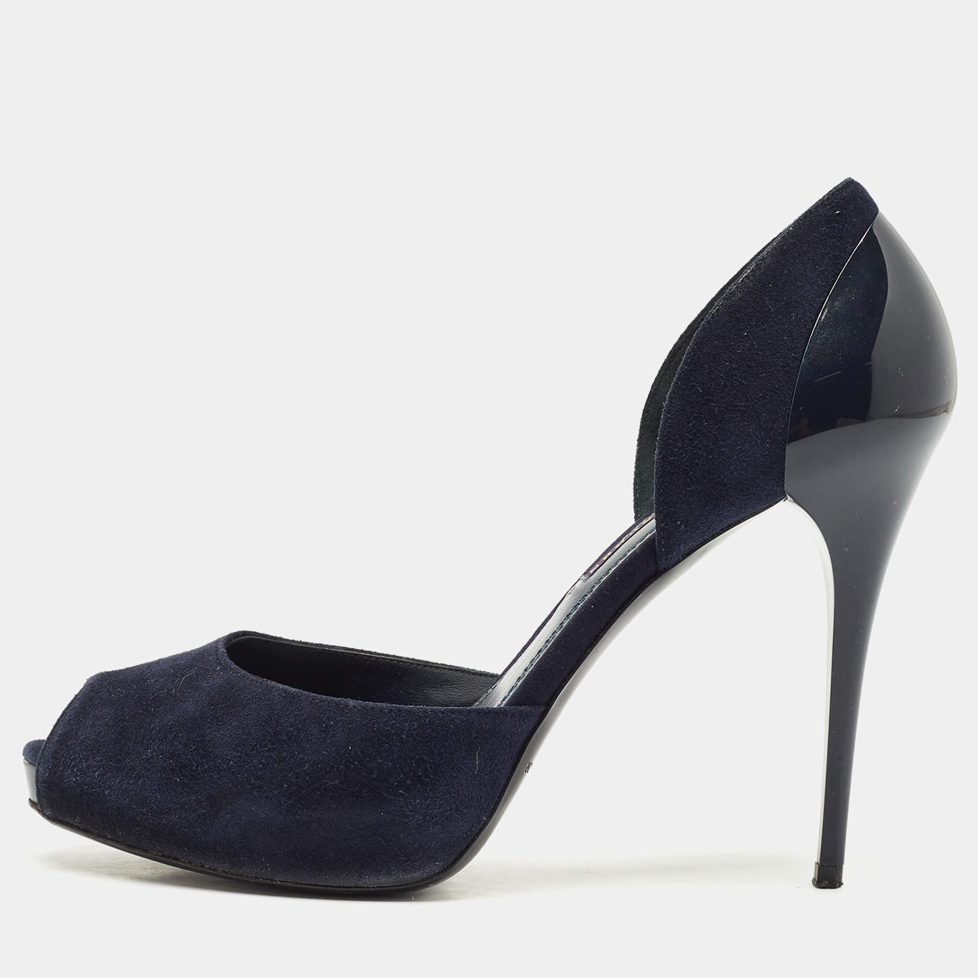 Pre Owned Ralph Lauren Collection Navy Blue Suede Jessie D'orsay Pumps Size 39