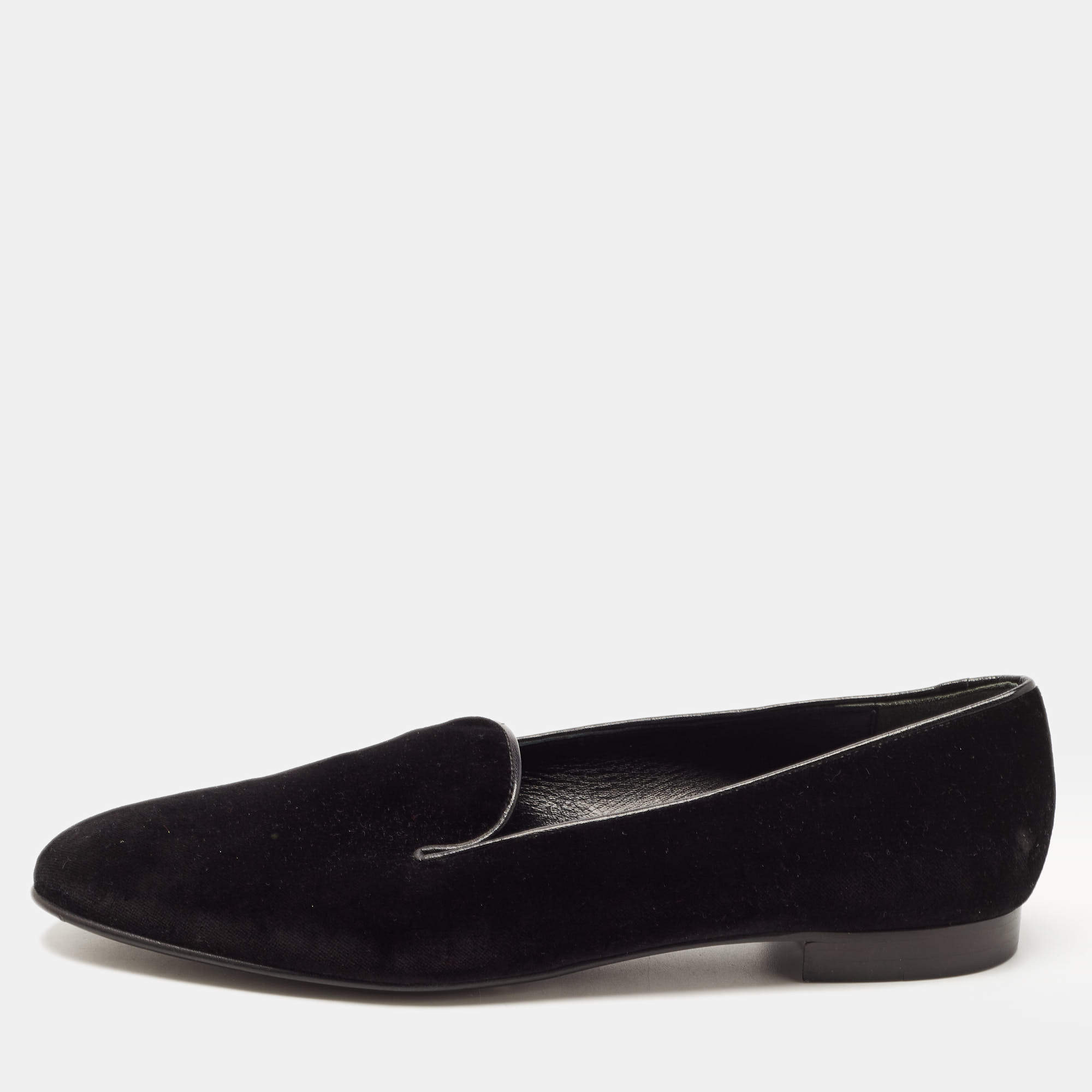 Pre Owned Ralph Lauren Collection Black Velvet Smoking Slippers Size 40.5