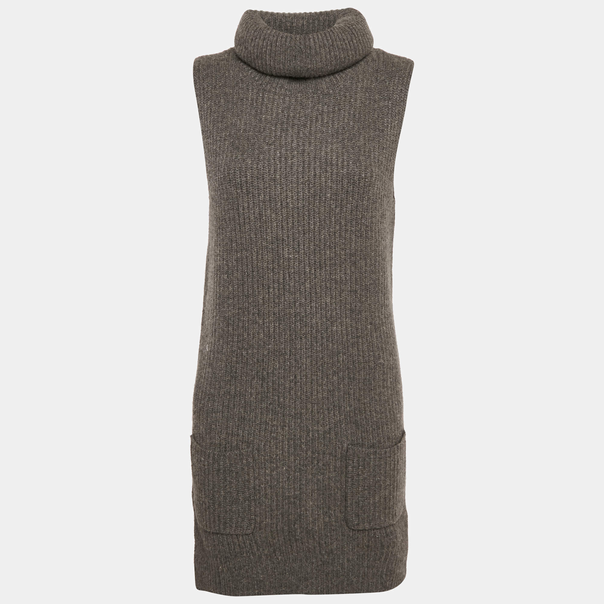 Ralph Lauren Grey Mélange Wool Turtle Neck Sweater Dress M
