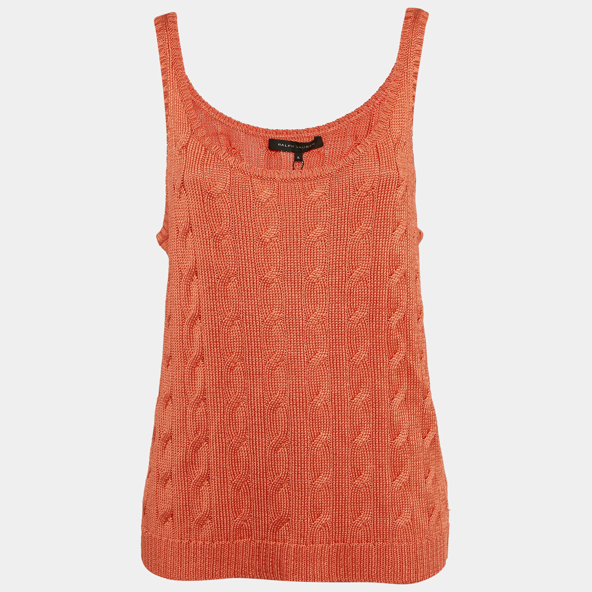Pre Owned Ralph Lauren Orange Cable Knit Tank Top XL