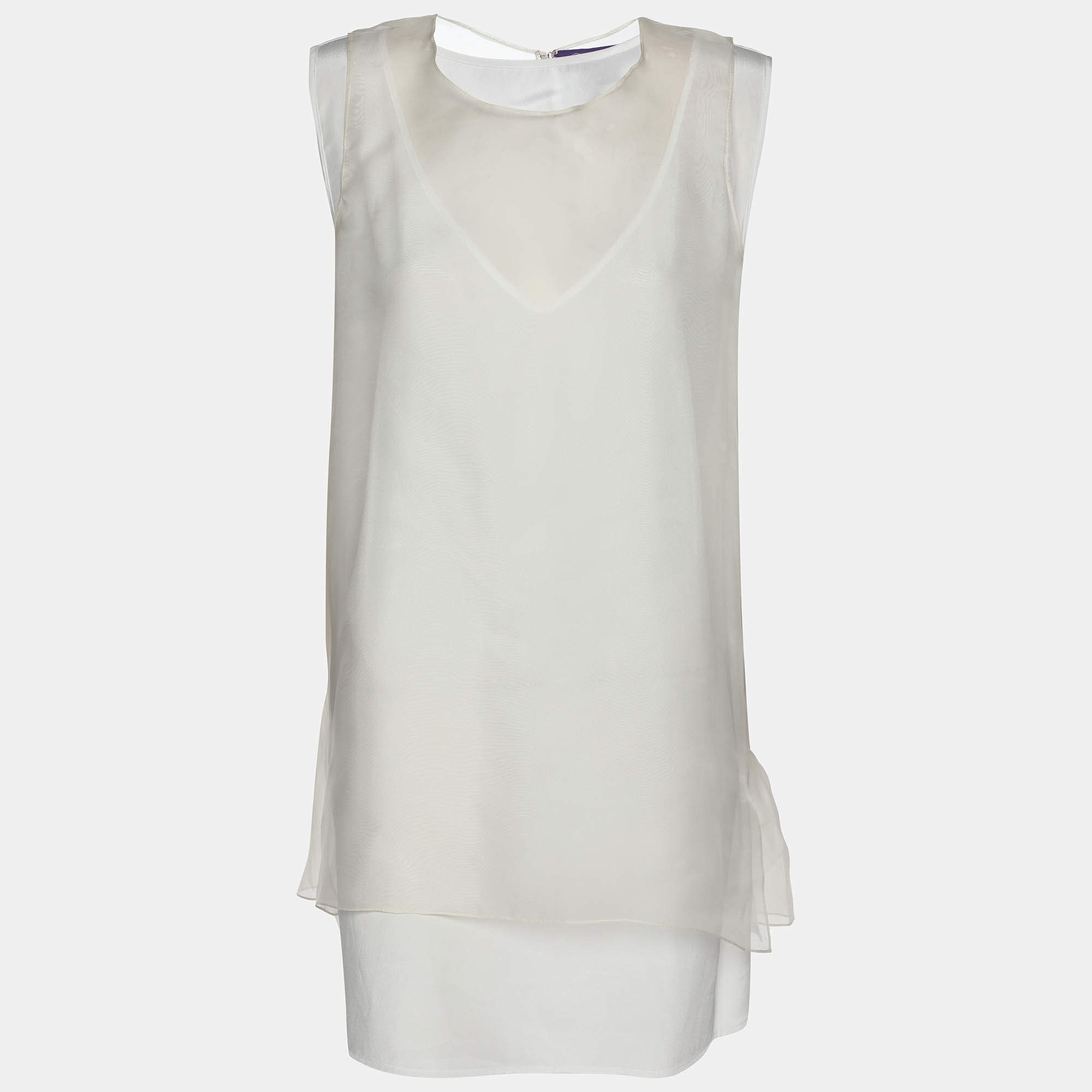 Pre Owned Ralph Lauren White Knit Sleeveless Tops S