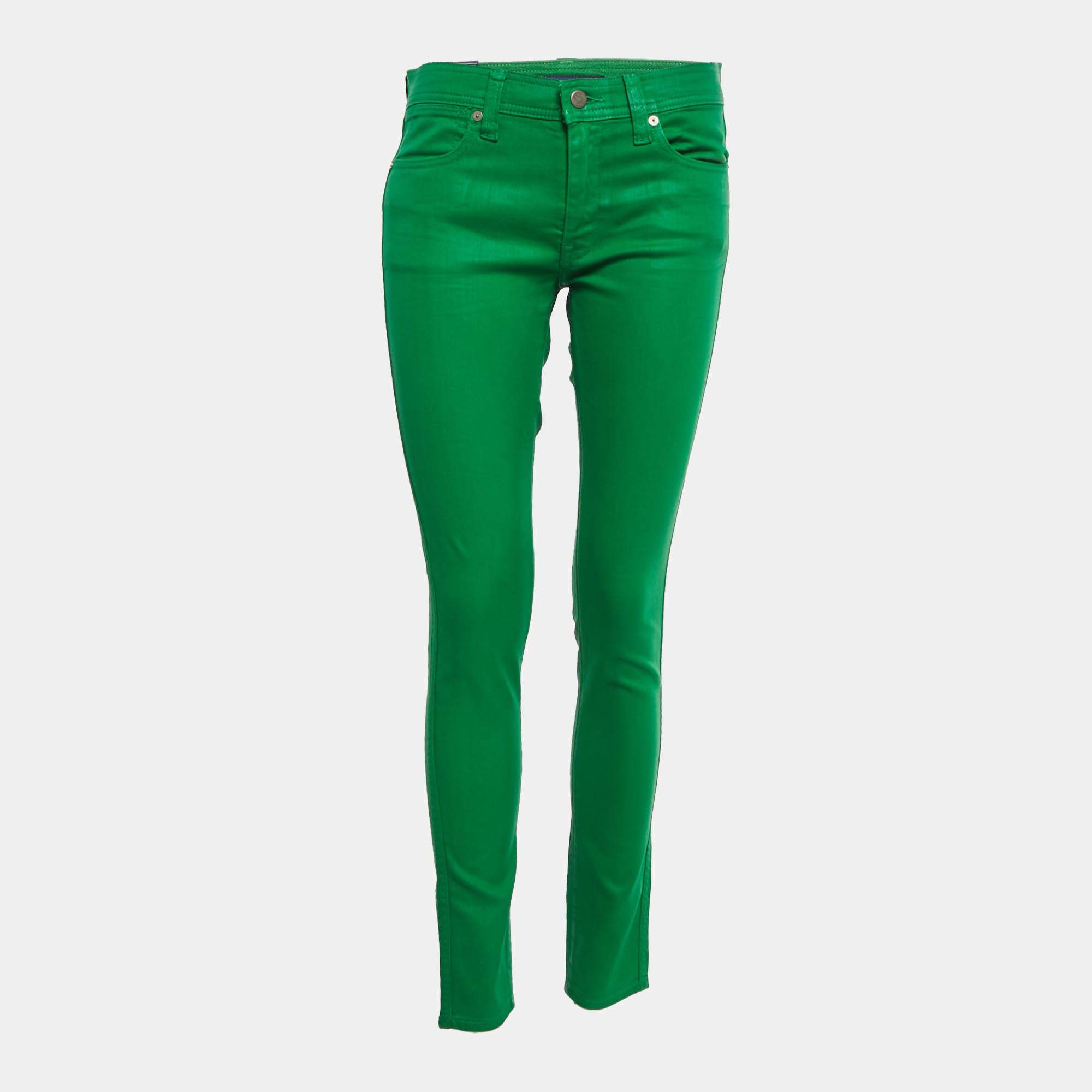 Pre Owned Ralph Lauren Green Stretch Cotton Skinny Jeans M/Waist 29"