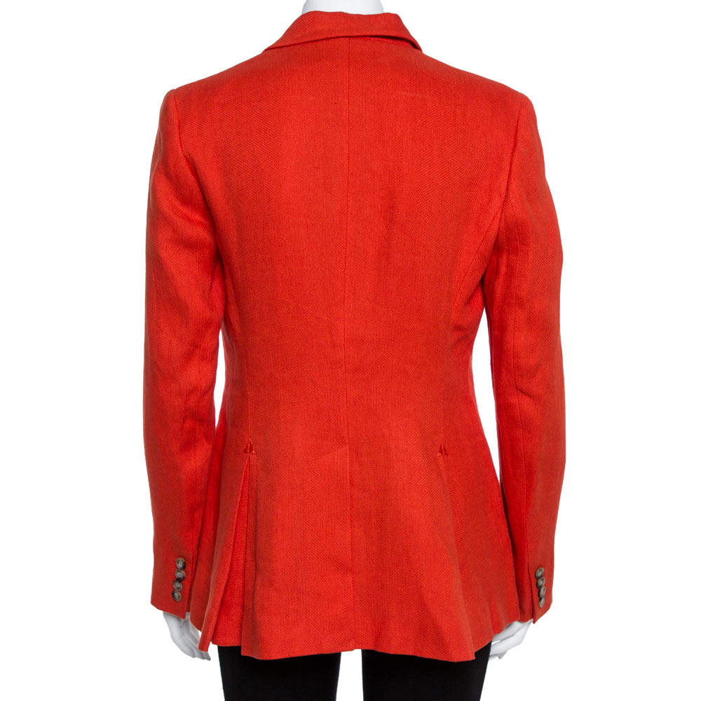 Ralph Lauren Coral Red Linen Tweed Middleton Blazer L Ralph Lauren | TLC