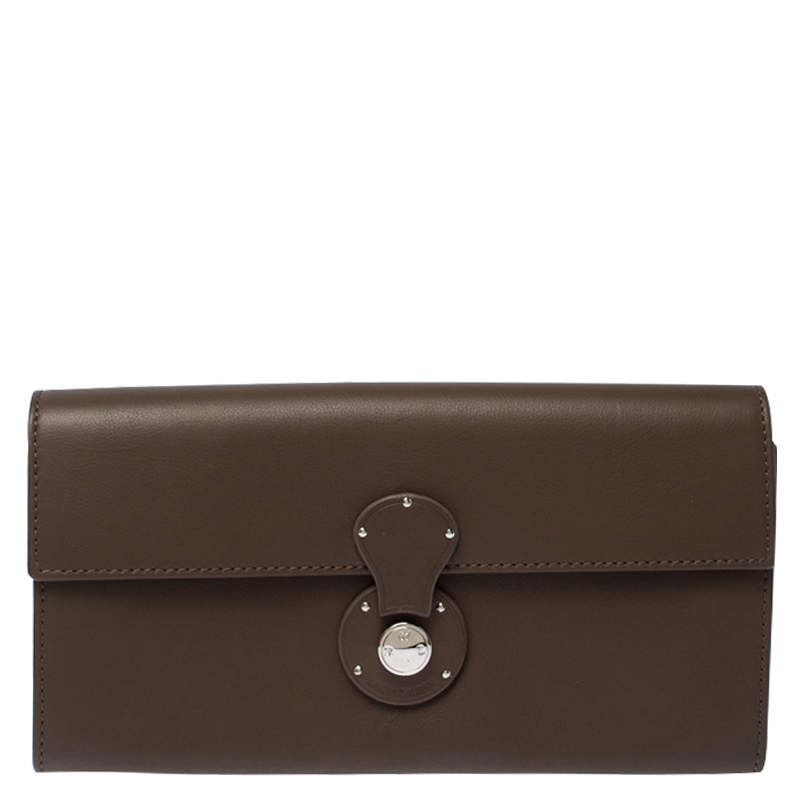 Pre Owned Ralph Lauren Dark Beige Soft Leather Ricky Continental Wallet