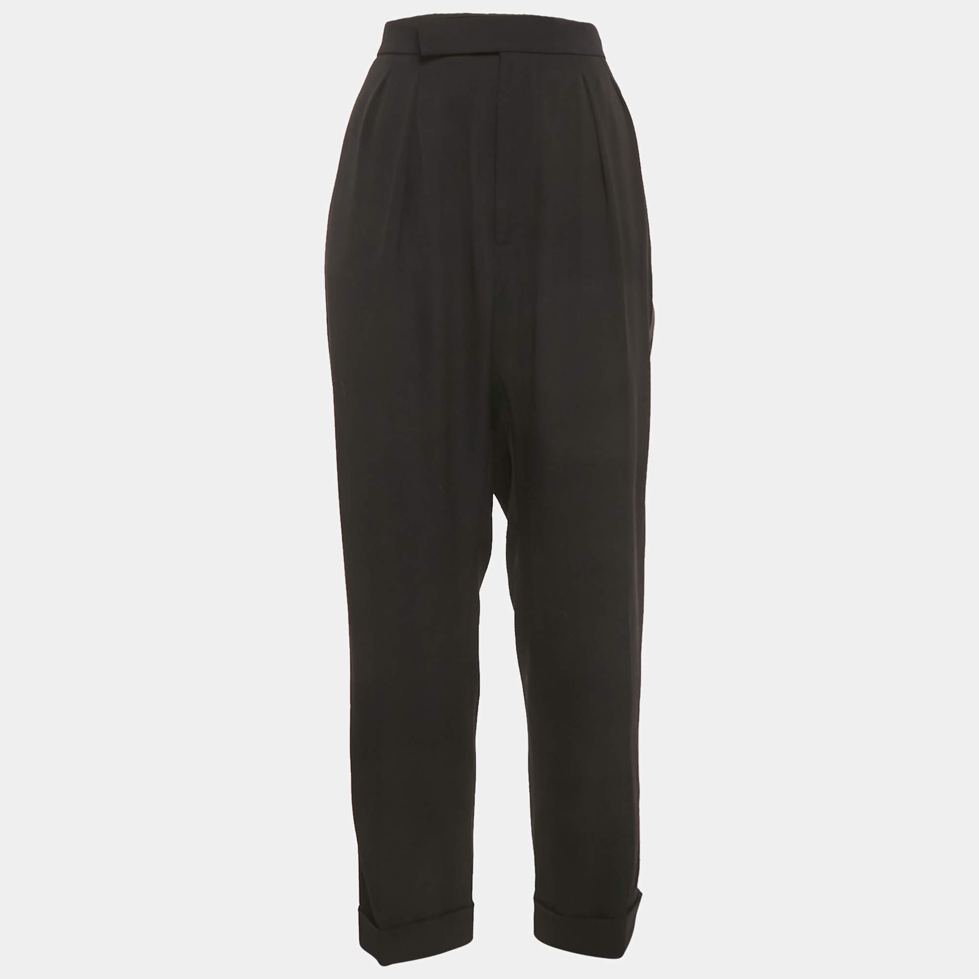 Pre Owned Ralph Lauren Purple Label Black Wool Trousers M