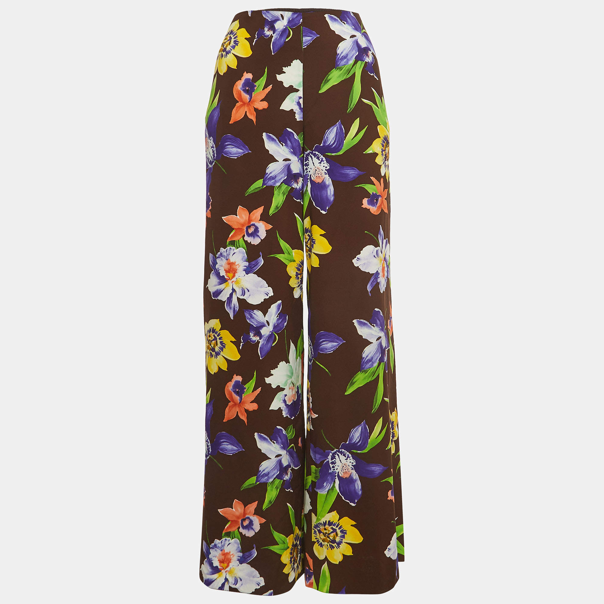 Ralph Lauren Purple Label Multicolor Floral Print Crepe Wide Leg Pants S Ralph Lauren Purple Label TLC