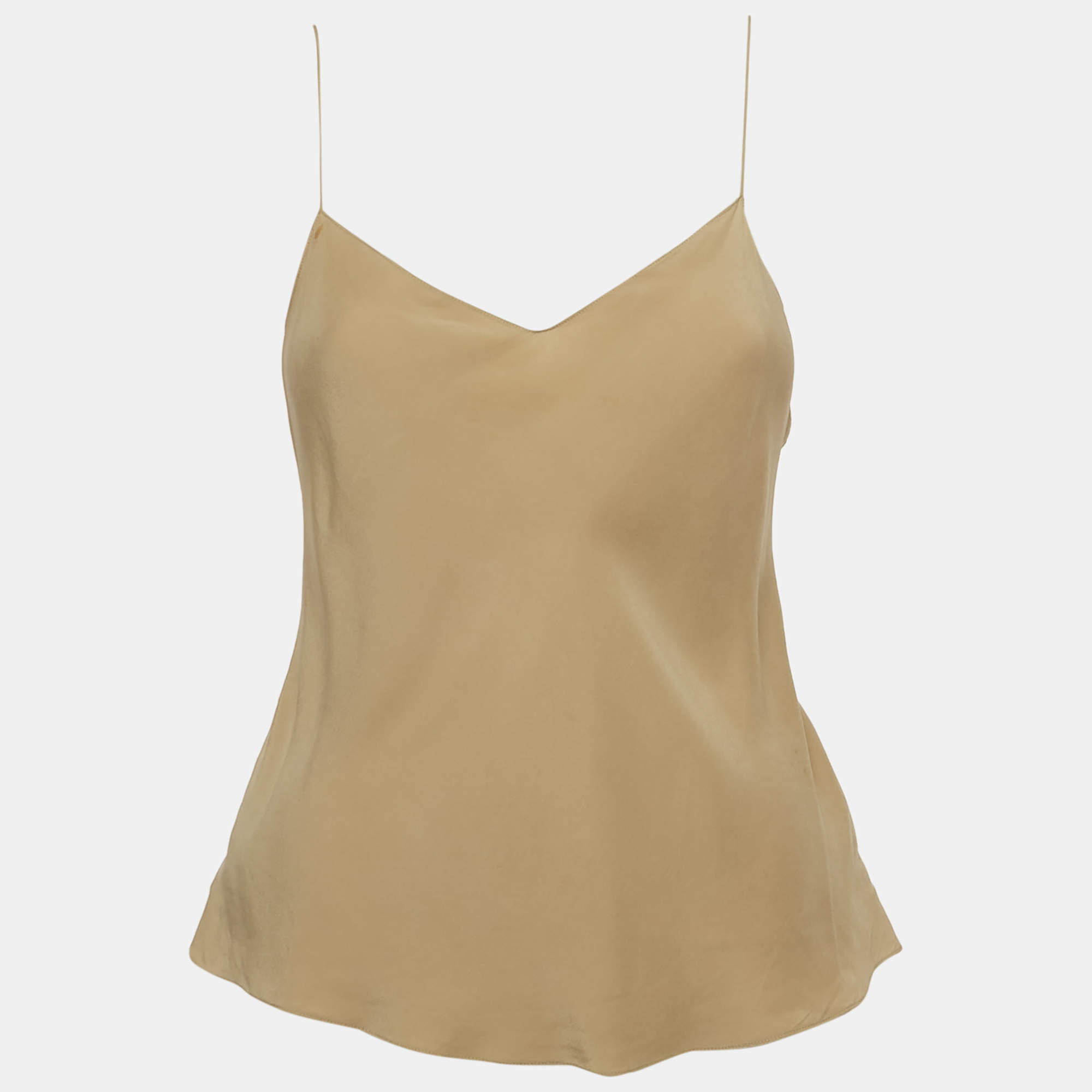 Pre Owned Ralph Lauren Purple Label Sage Green Silk Spaghetti Strap Top M