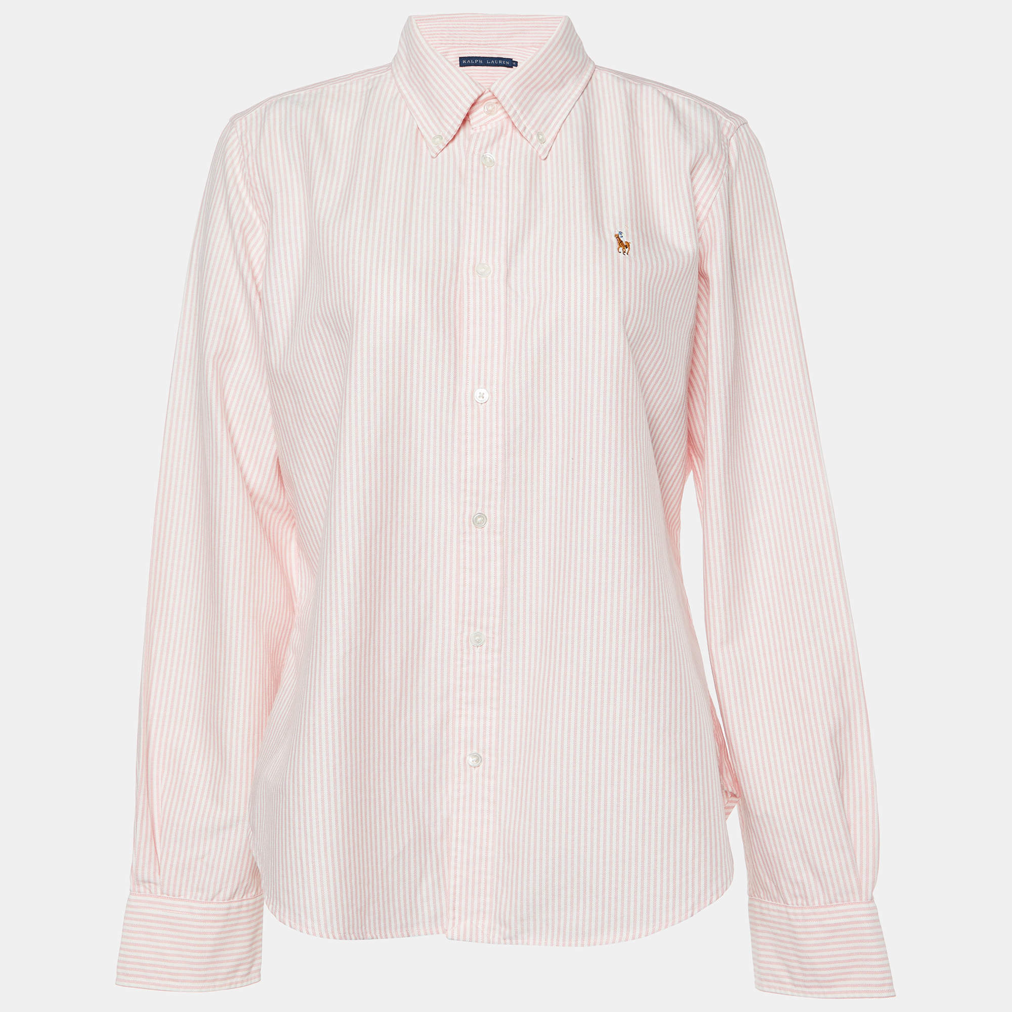 Pre Owned Ralph Lauren Pink Pinstripe Buttoned Down Shirt XL