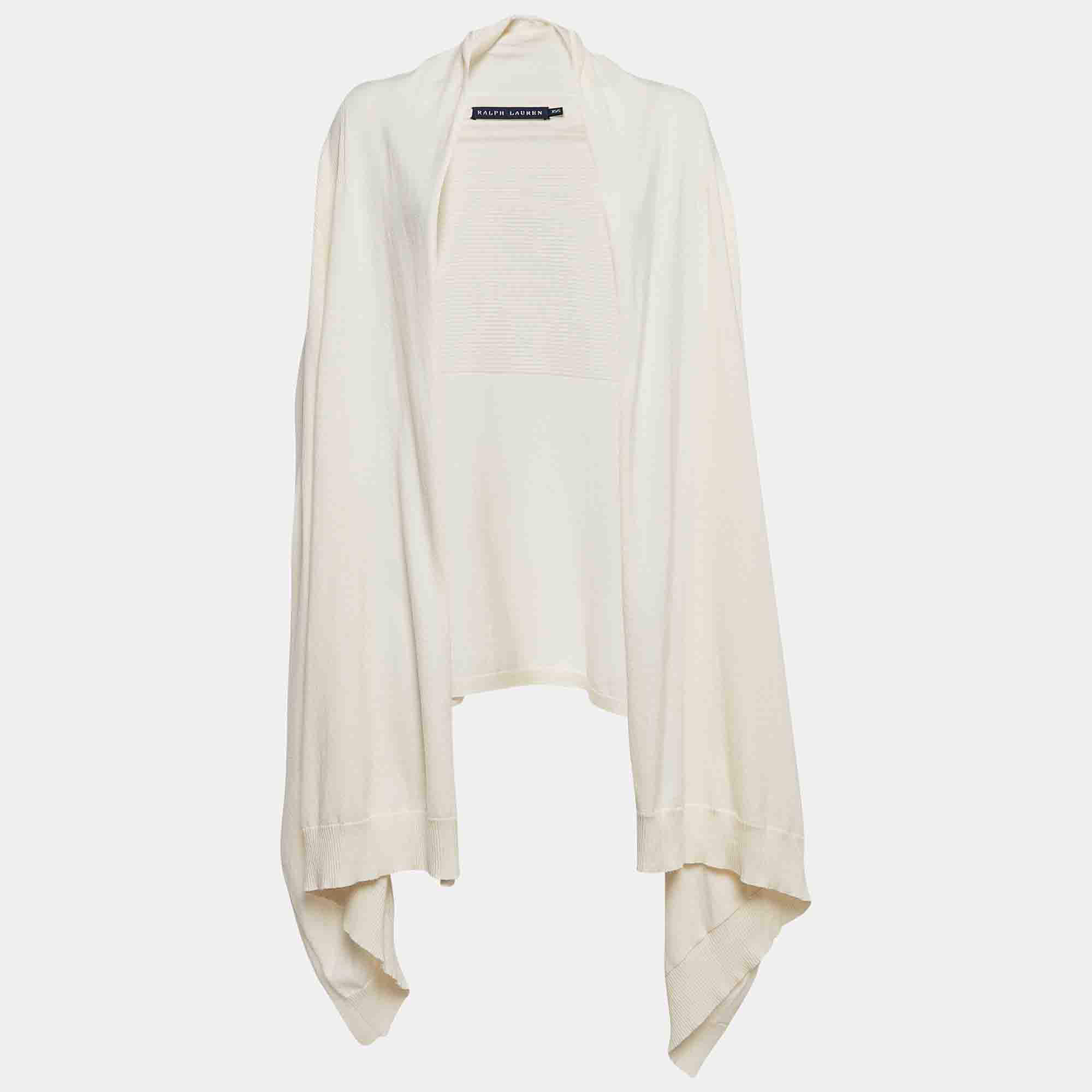 Pre Owned Ralph Lauren Cream Rib Knit Cardigan XS/S