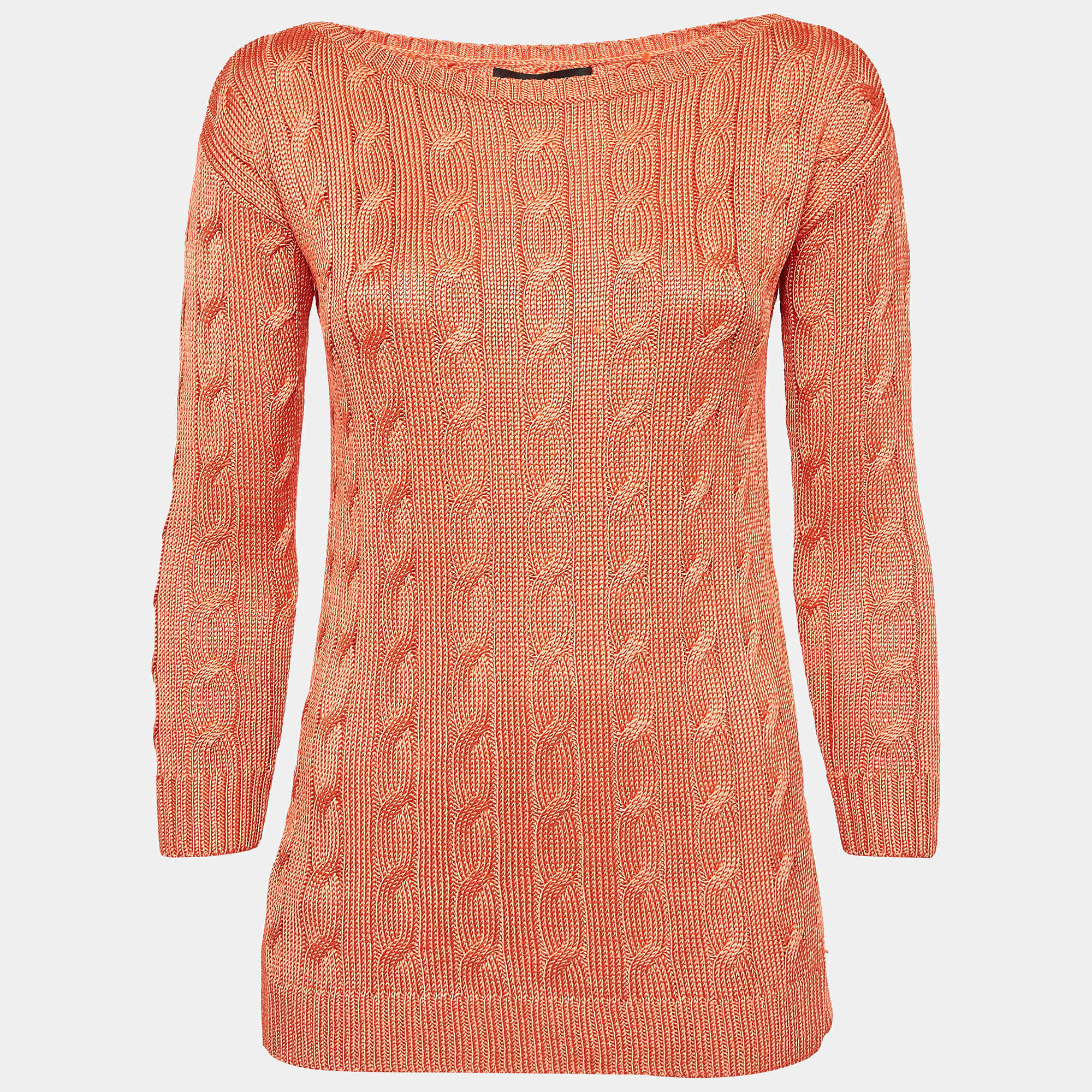 Pre Owned Ralph Lauren Orange Cable Knit Sweater XS