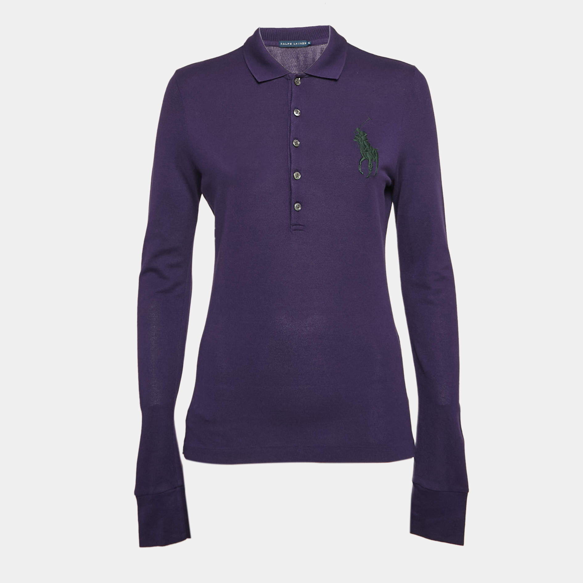مملوكة مسبقًا Polo Ralph Lauren Purple Cotton Pique Long Sleeve Polo T-Shirt M