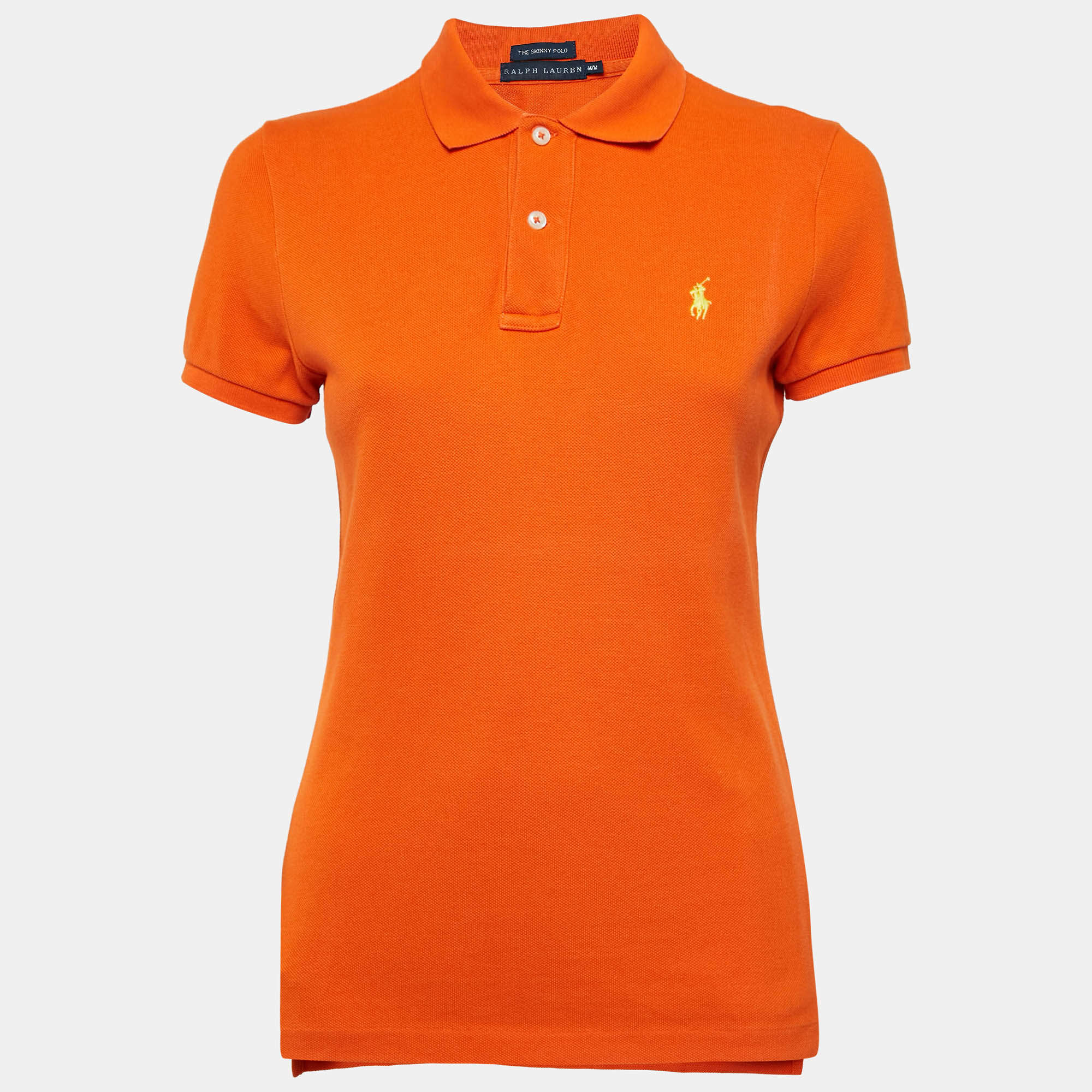 Ralph Lauren Orange Logo Embroidered Cotton Polo T-Shirt M