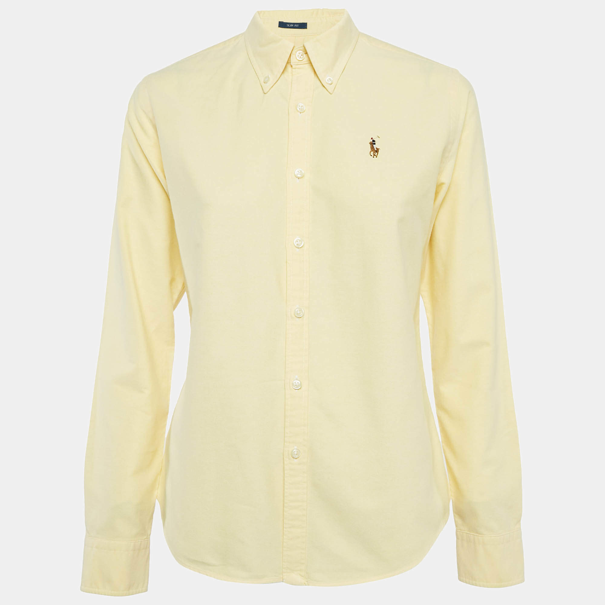 Pre Owned Ralph Lauren Yellow Cotton Slim Fit Button Front Shirt M