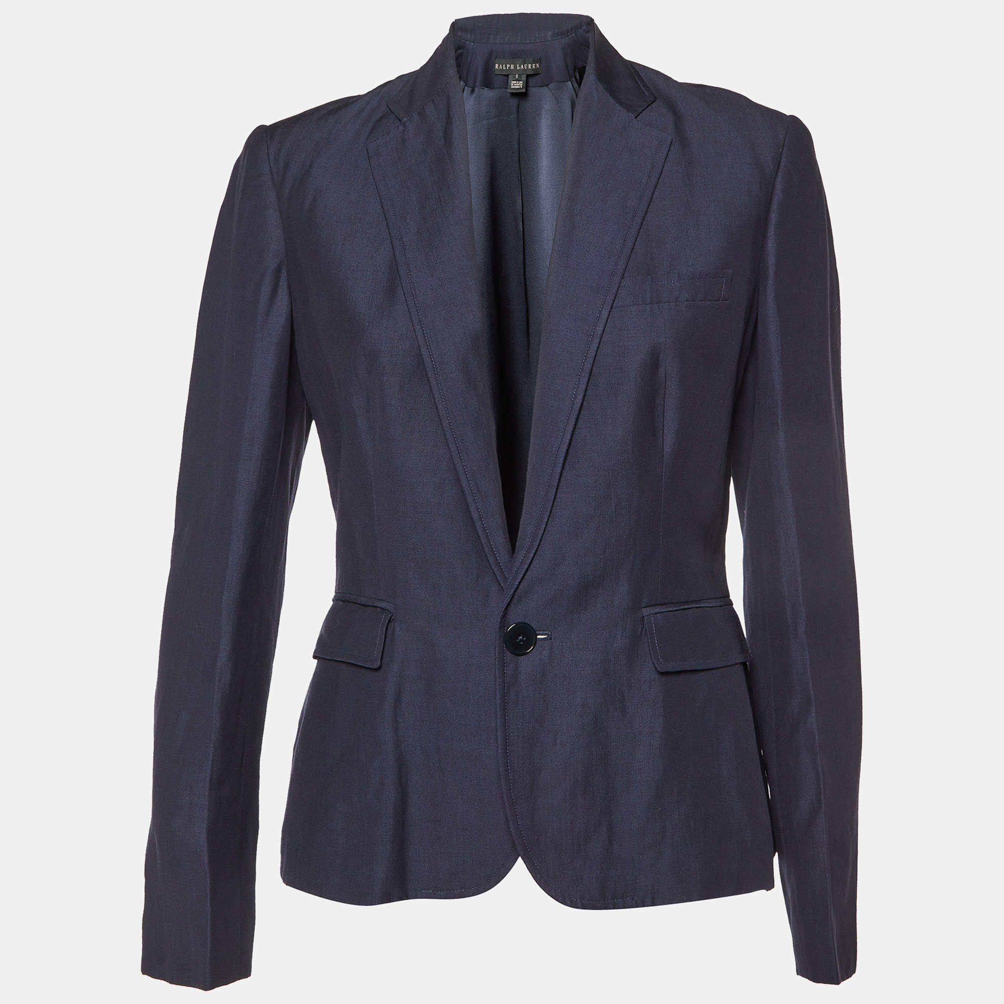 Ralph Lauren Navy Blue Wool & Linen Blazer M 