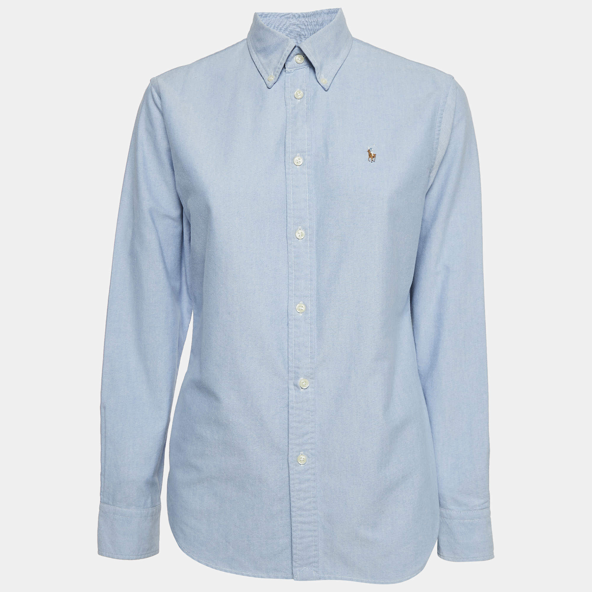 Pre Owned Ralph Lauren Blue Chambray Cotton Long Sleeve Shirt S
