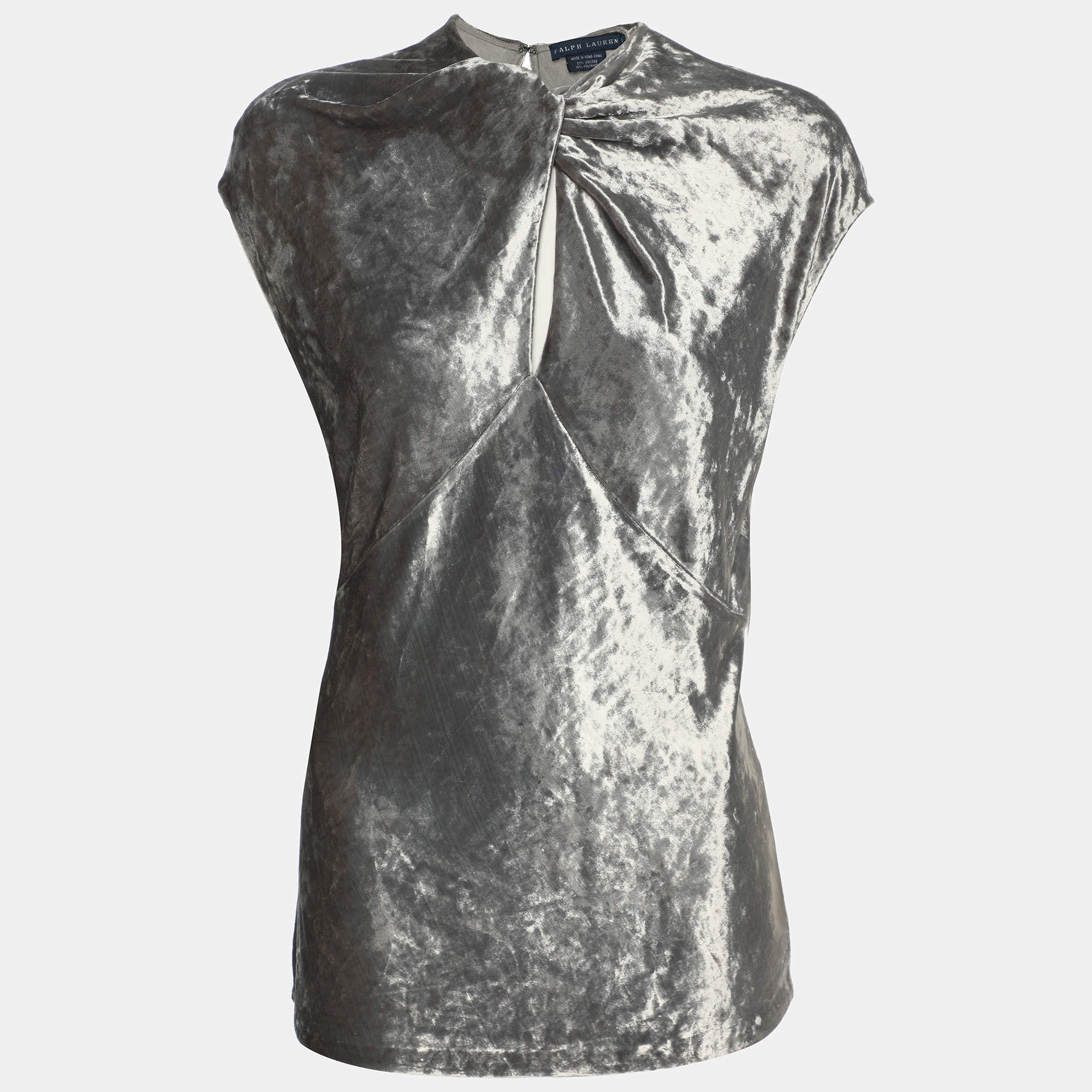 Pre Owned Ralph Lauren Silver Velvet Top S