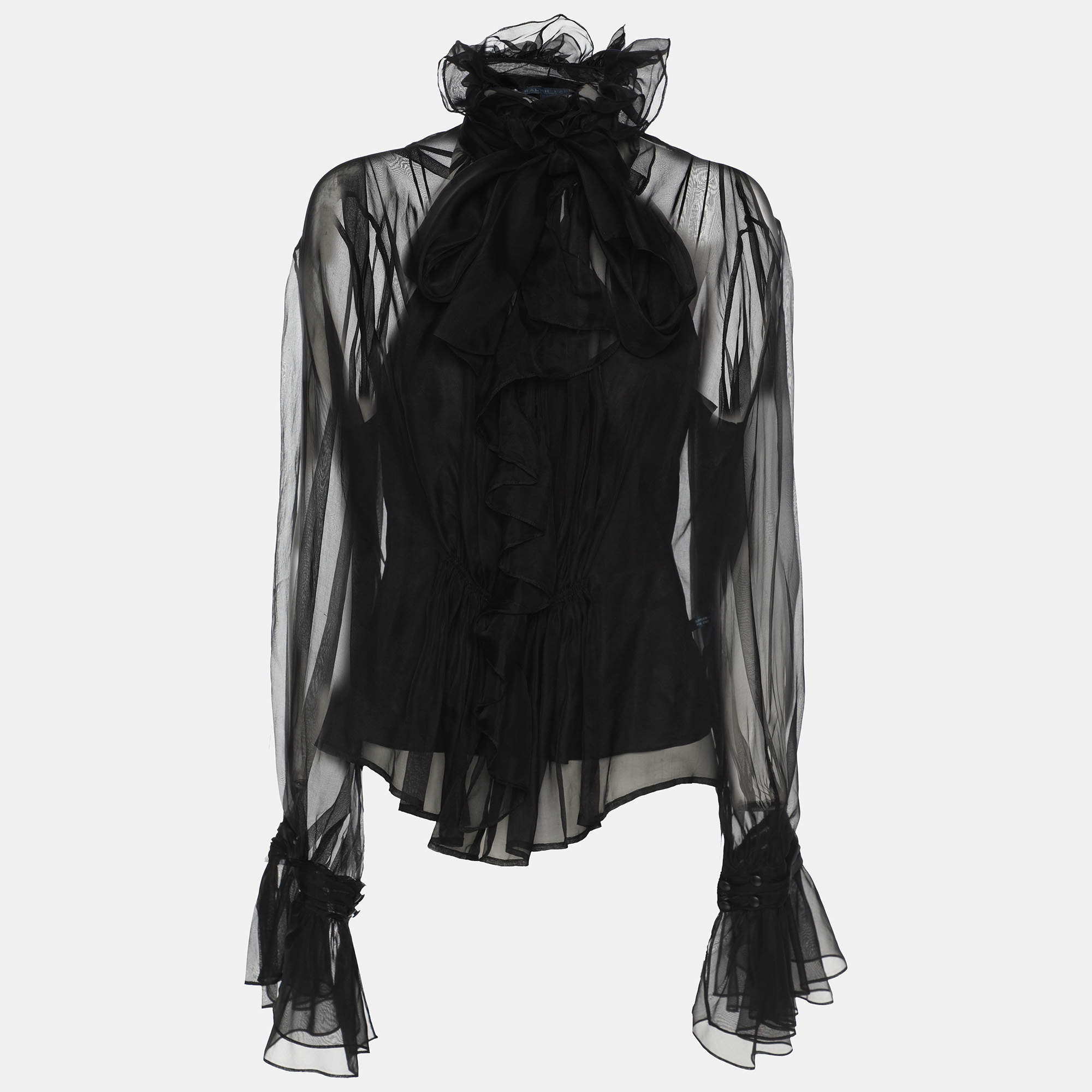 Pre Owned Ralph Lauren Black Silk Top M