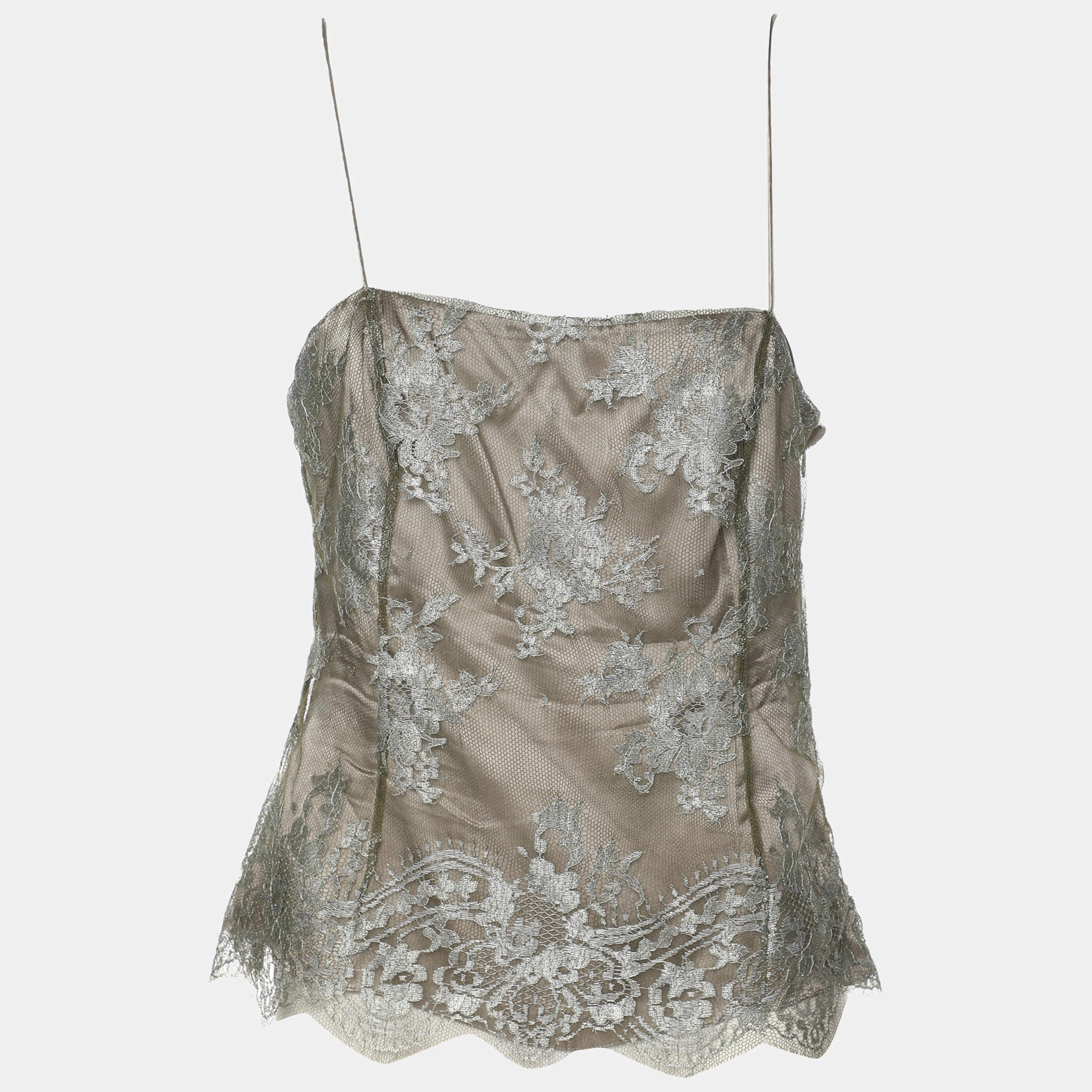 Pre Owned Ralph Lauren Grey Lace Top S