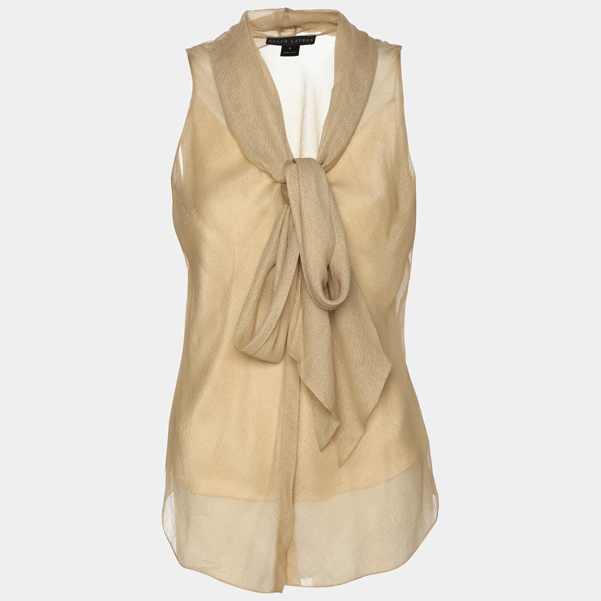 Pre Owned Ralph Lauren Gold Silk Top M
