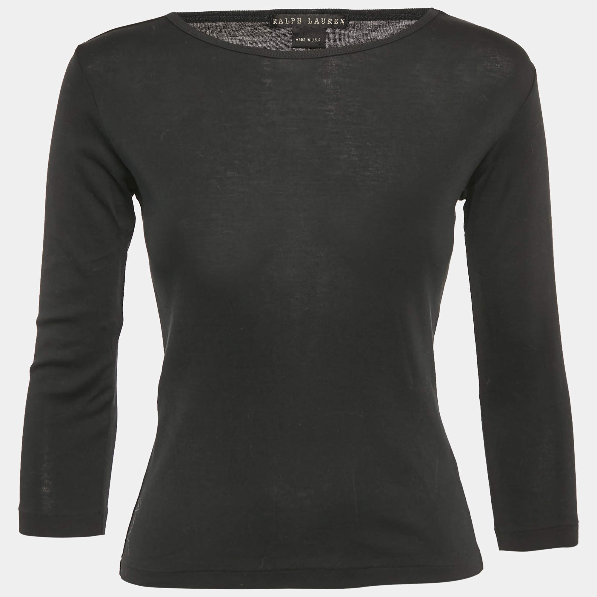 Ralph Lauren Black Cotton Knit Long Sleeve T-Shirt M