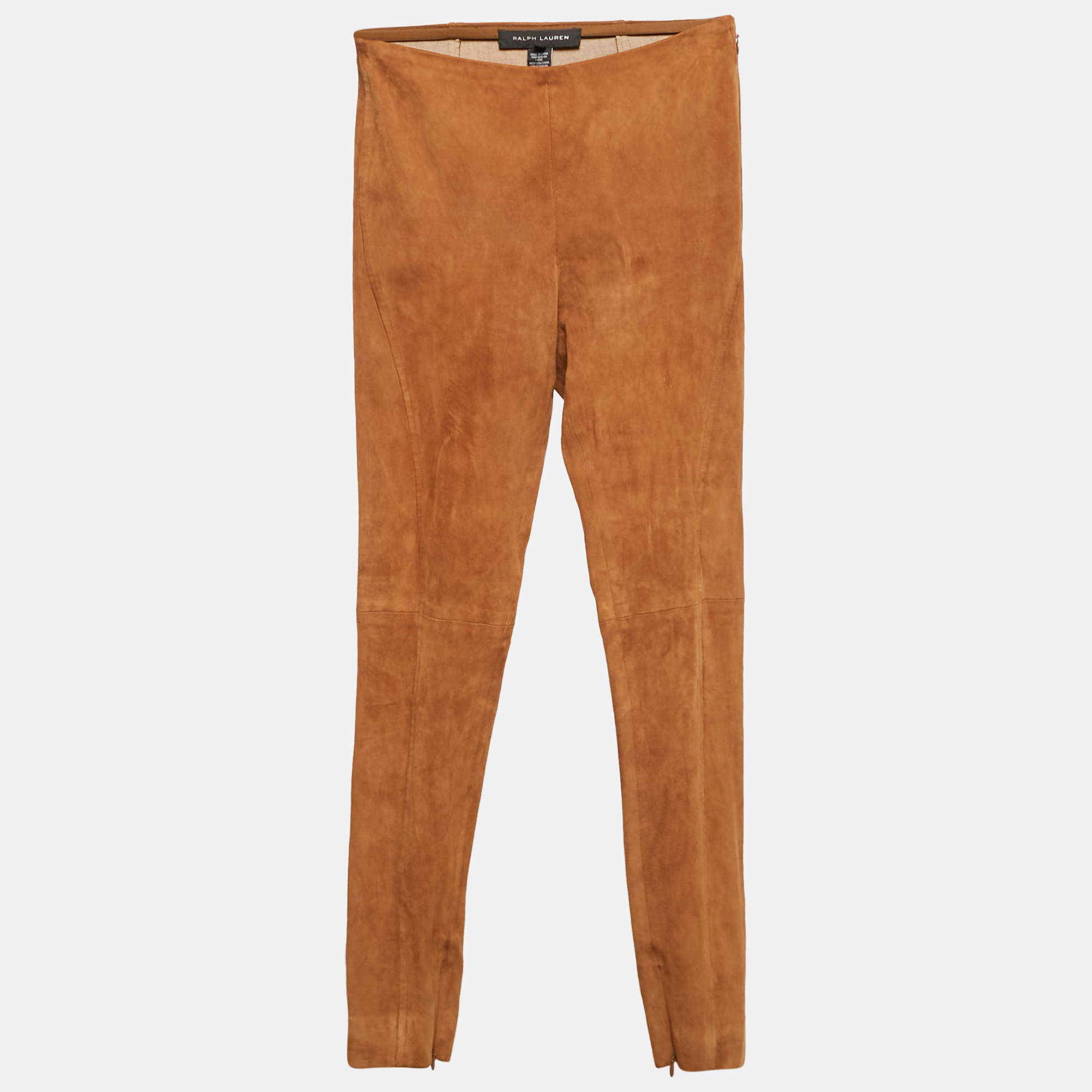 مملوكة مسبقًا Ralph Lauren Brown Suede Skinny Trousers S