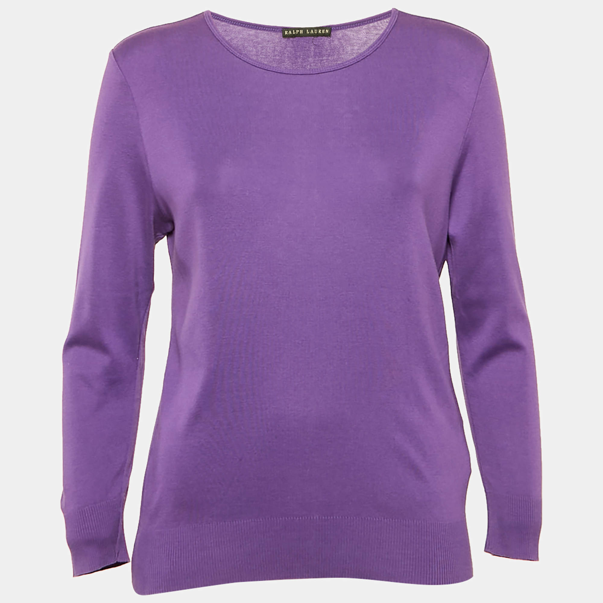Pre Owned Ralph Lauren Purple Cotton Knit Pullover S