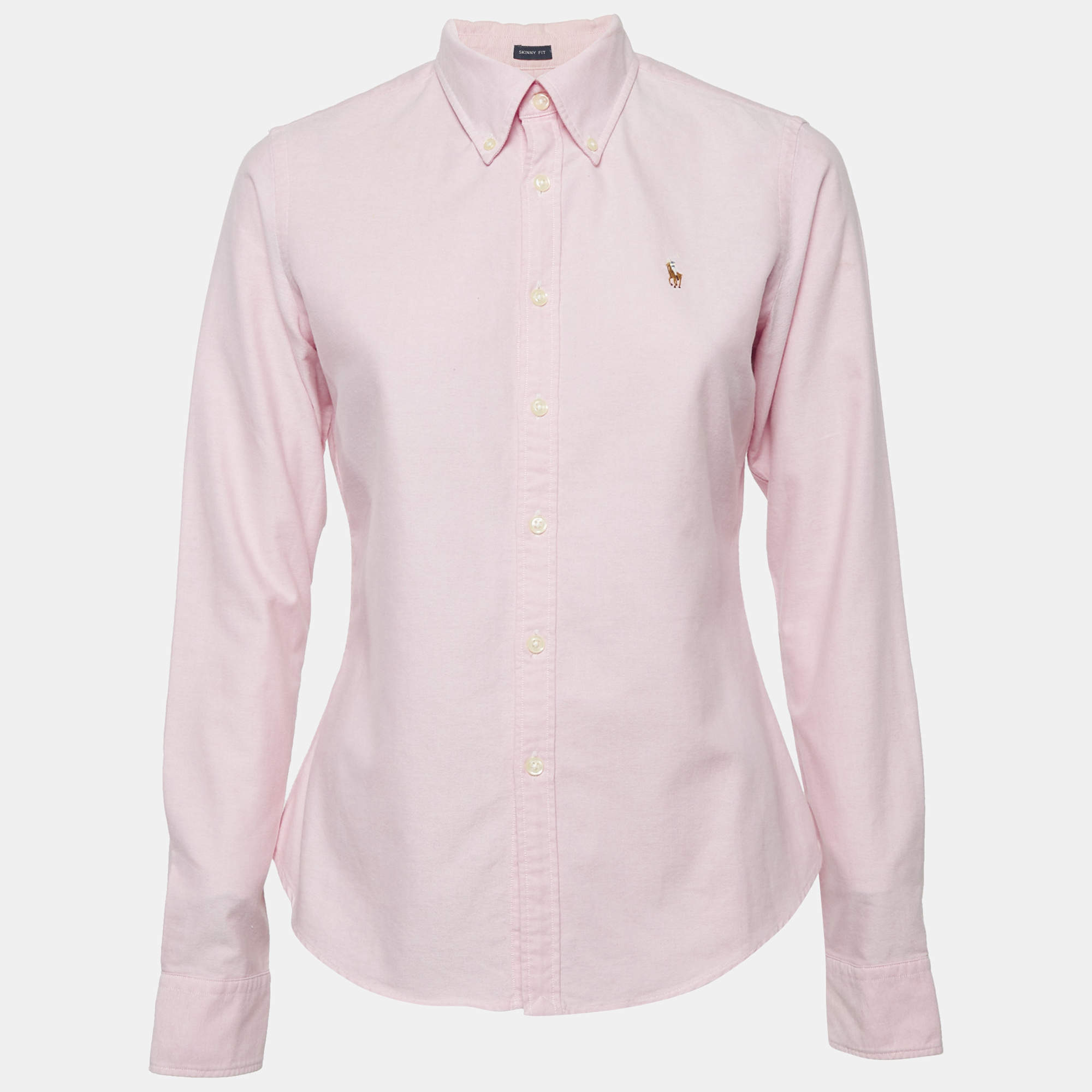Ralph Lauren Pink Cotton Button Front Long Sleeve Shirt M