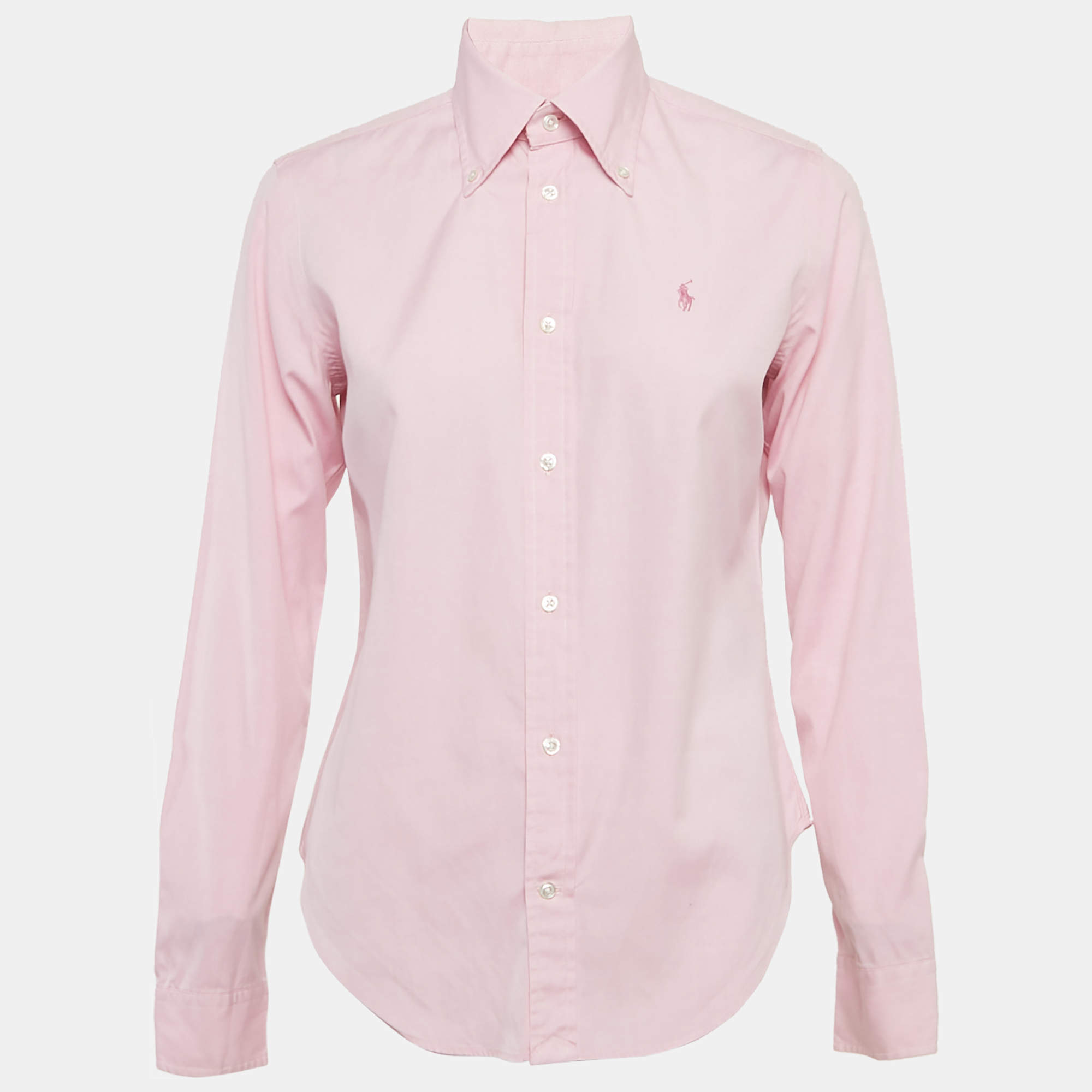 Ralph Lauren Pink Cotton Button Front Super Slim Fit L