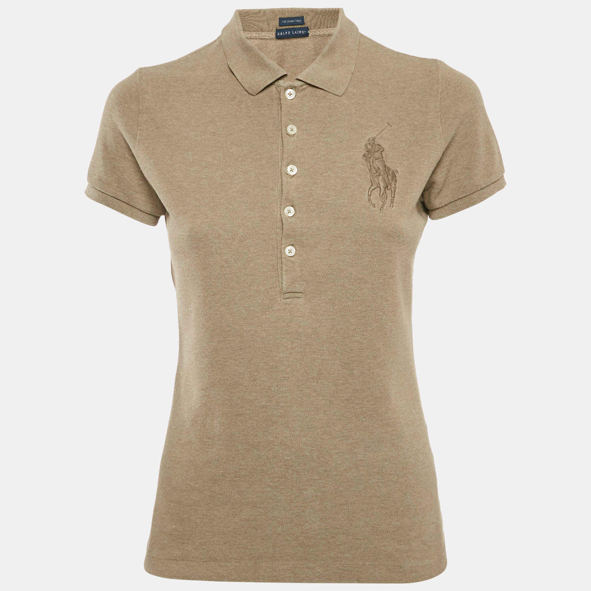 Pre Owned Ralph Lauren Green Cotton Pique Skinny Polo T-Shirt M