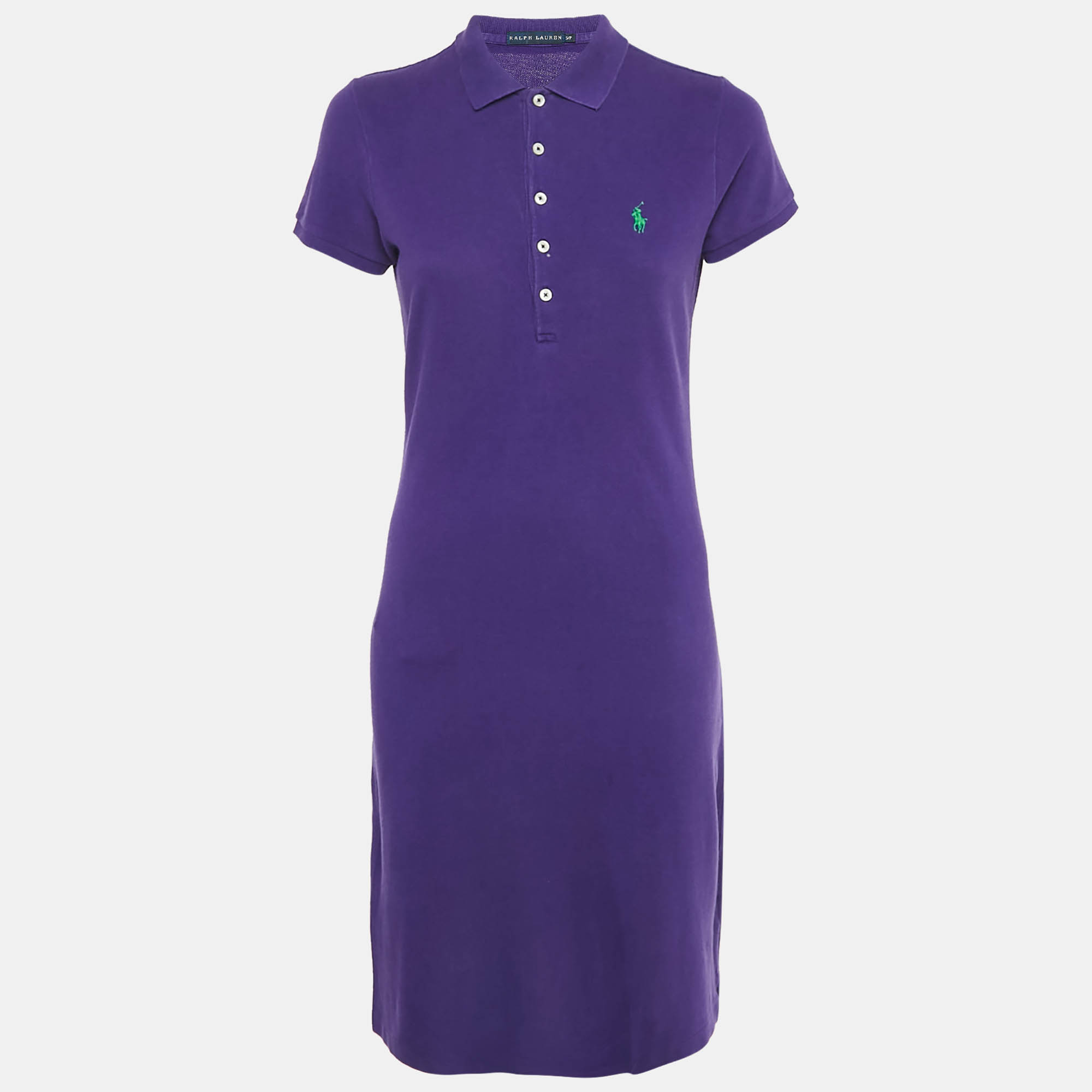 Pre Owned Ralph Lauren Purple Logo Embroidered Cotton Mini Polo T-Shirt Dress S