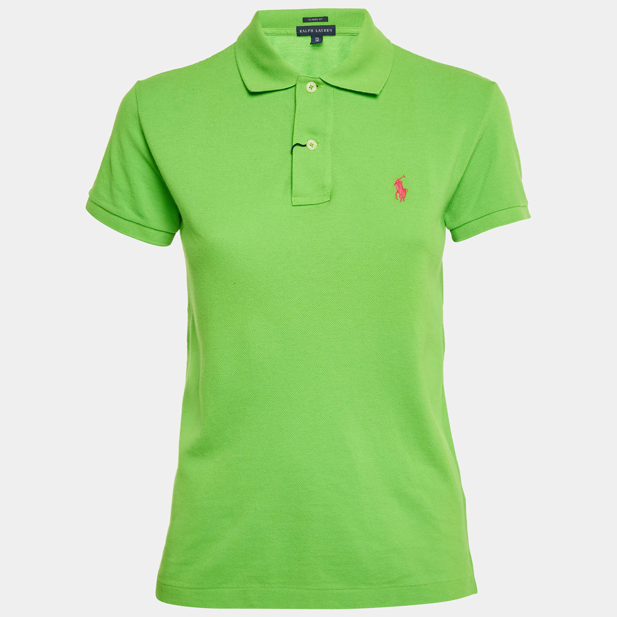Pre Owned Ralph Lauren Green Logo Embroidered Cotton Classic Fit Polo T-Shirt XS