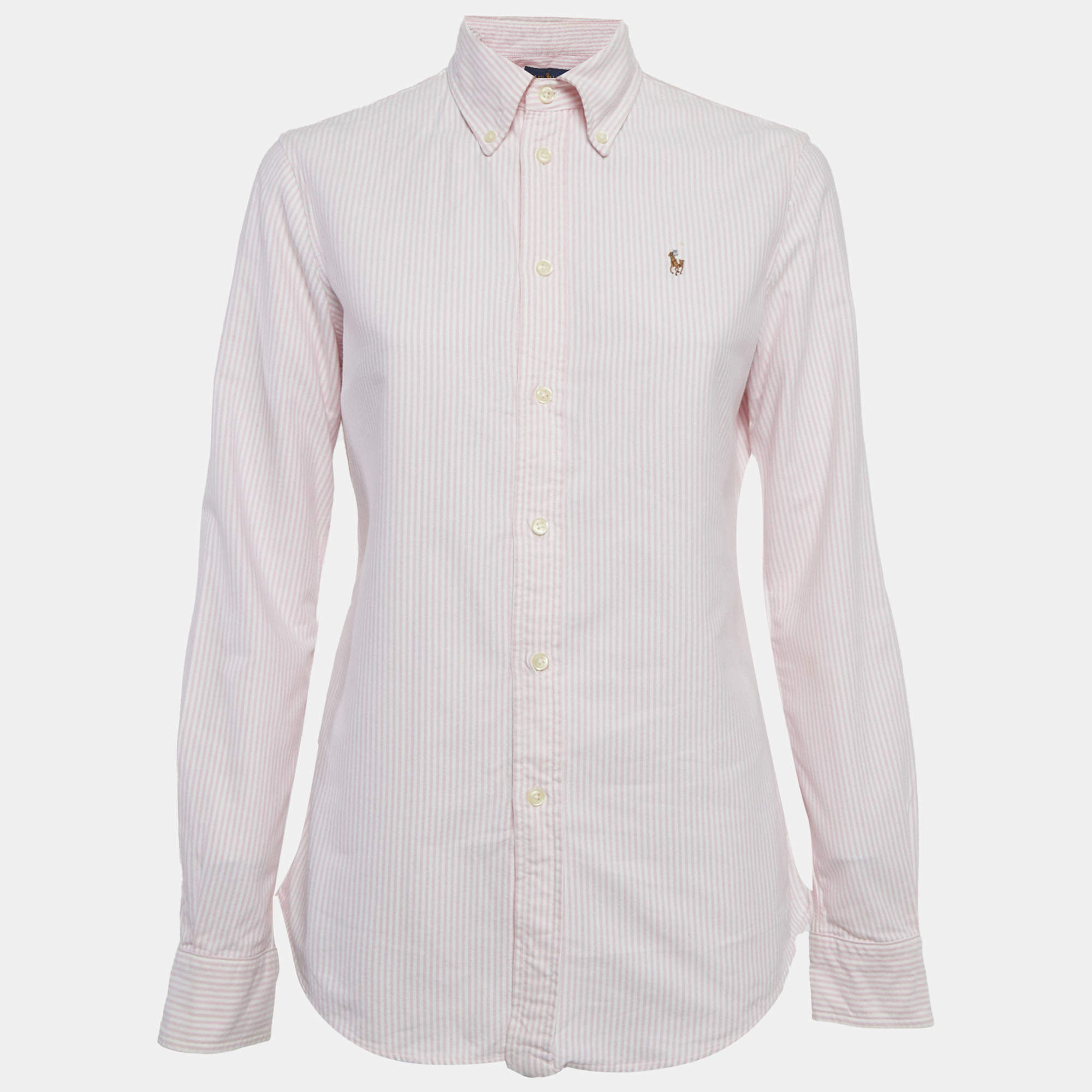 مملوكة مسبقًا Ralph Lauren Pink Striped Cotton Slim Fit Shirt S