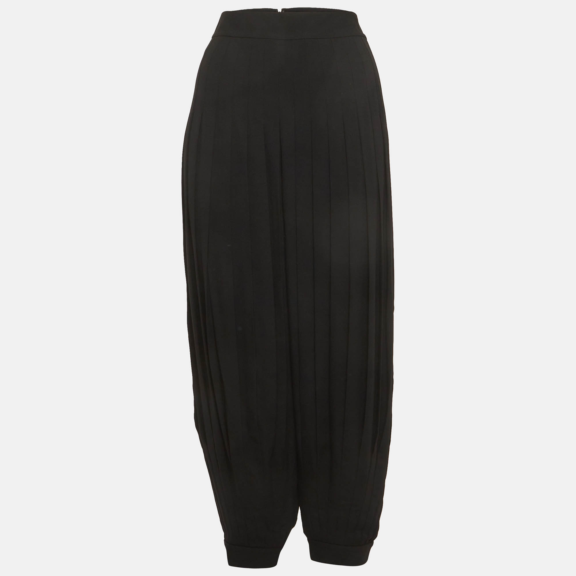 Pre Owned Ralph Lauren Black Crepe Pleated Trousers L
