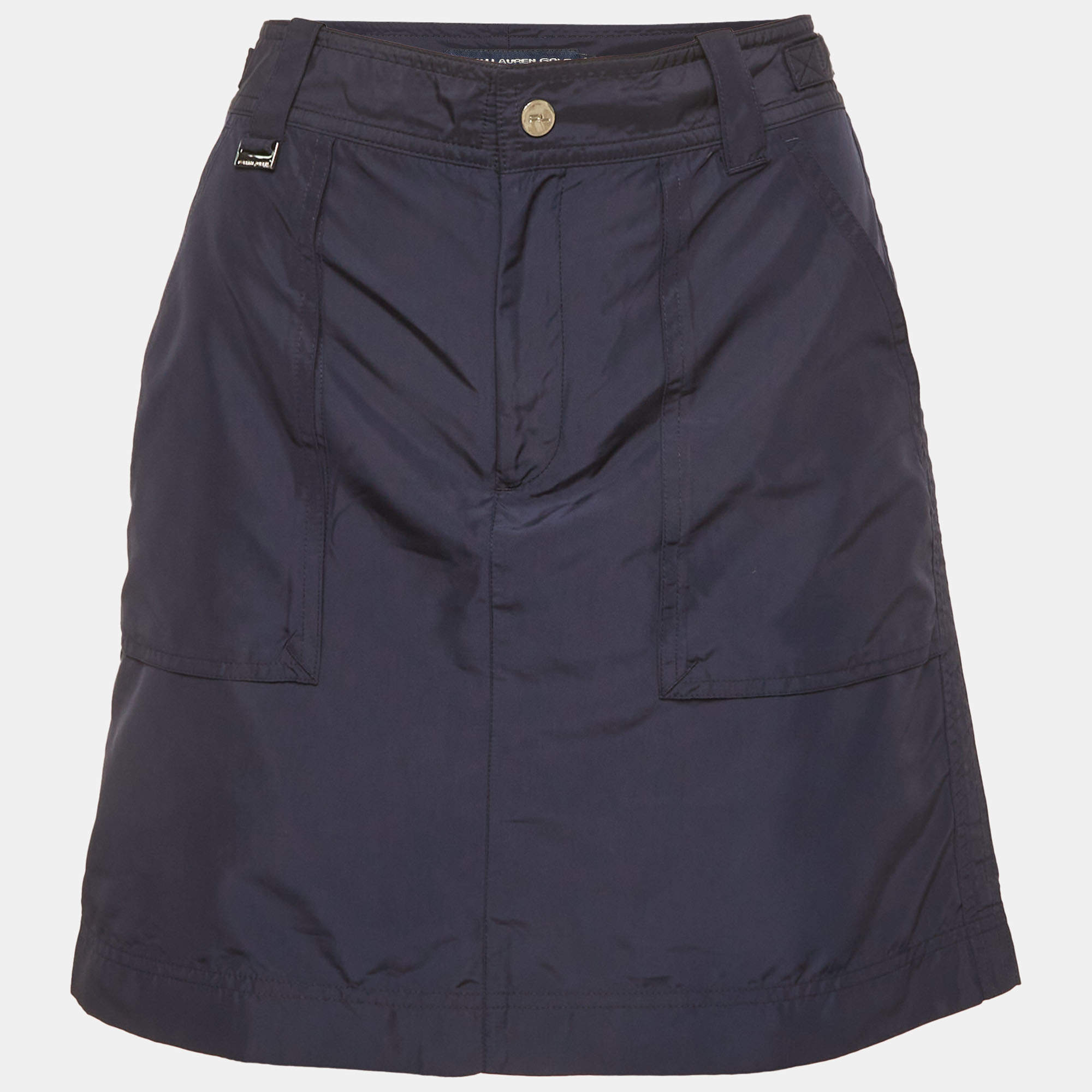 Pre Owned Ralph Lauren Navy Blue Nylon Mini Skirt M