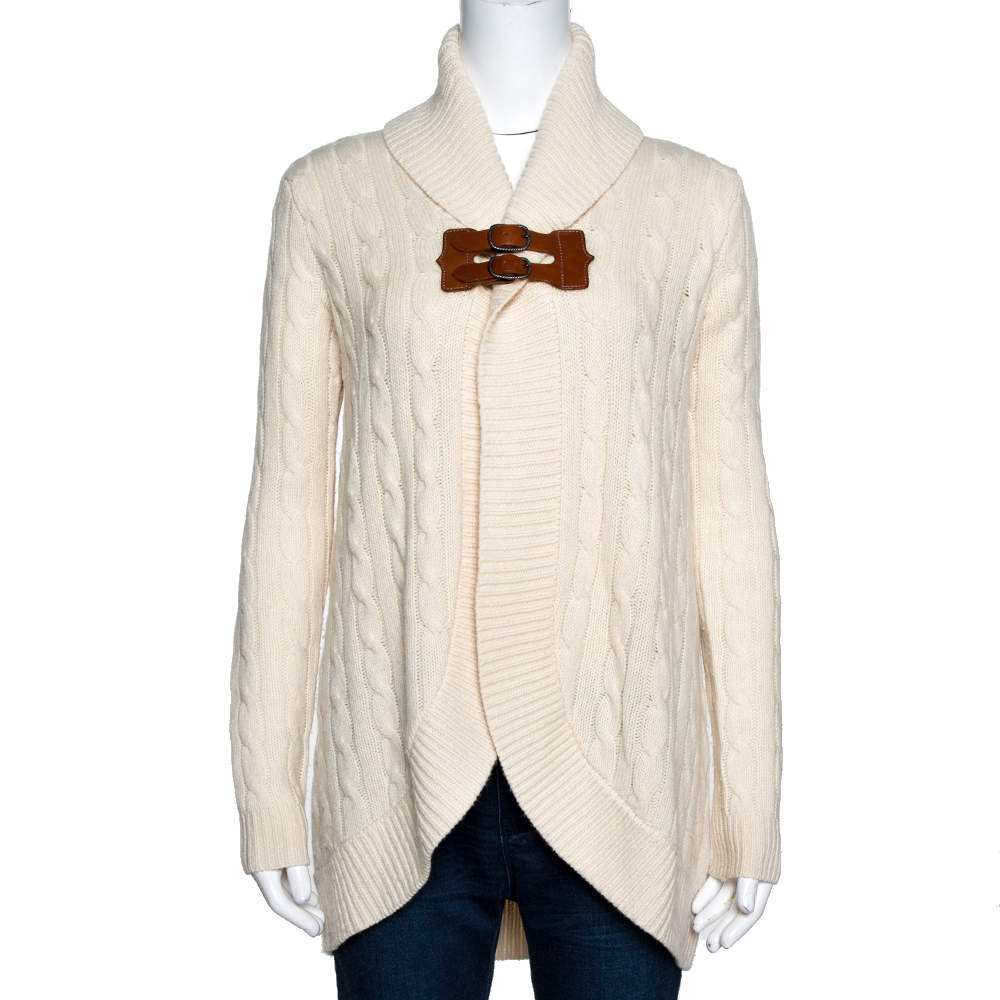Ralph Lauren Cream Cashmere & Wool Shawl Collar Cardigan XS Ralph Lauren |  TLC