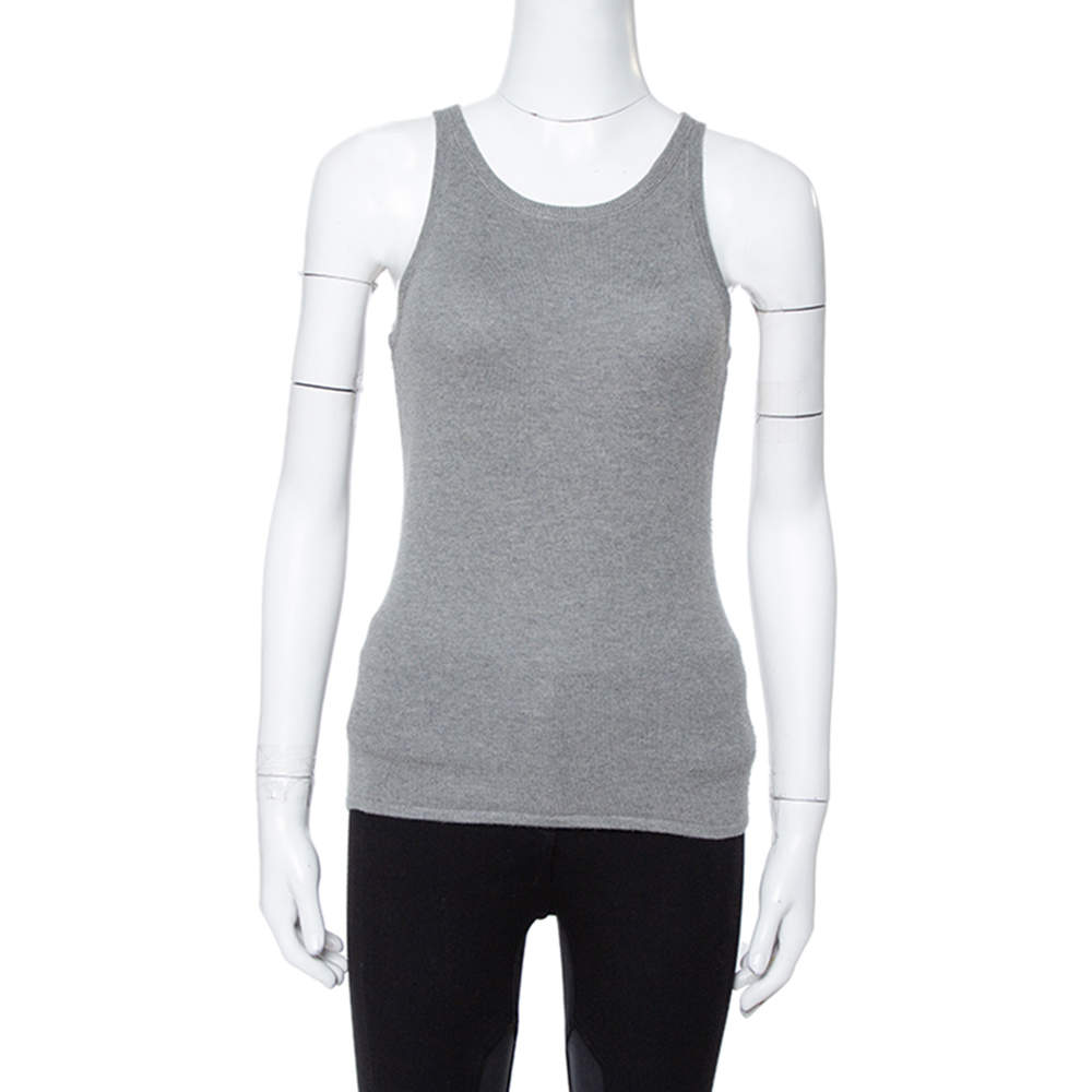 Pre Owned توب رالف لورين تانك كشمير رمادي S